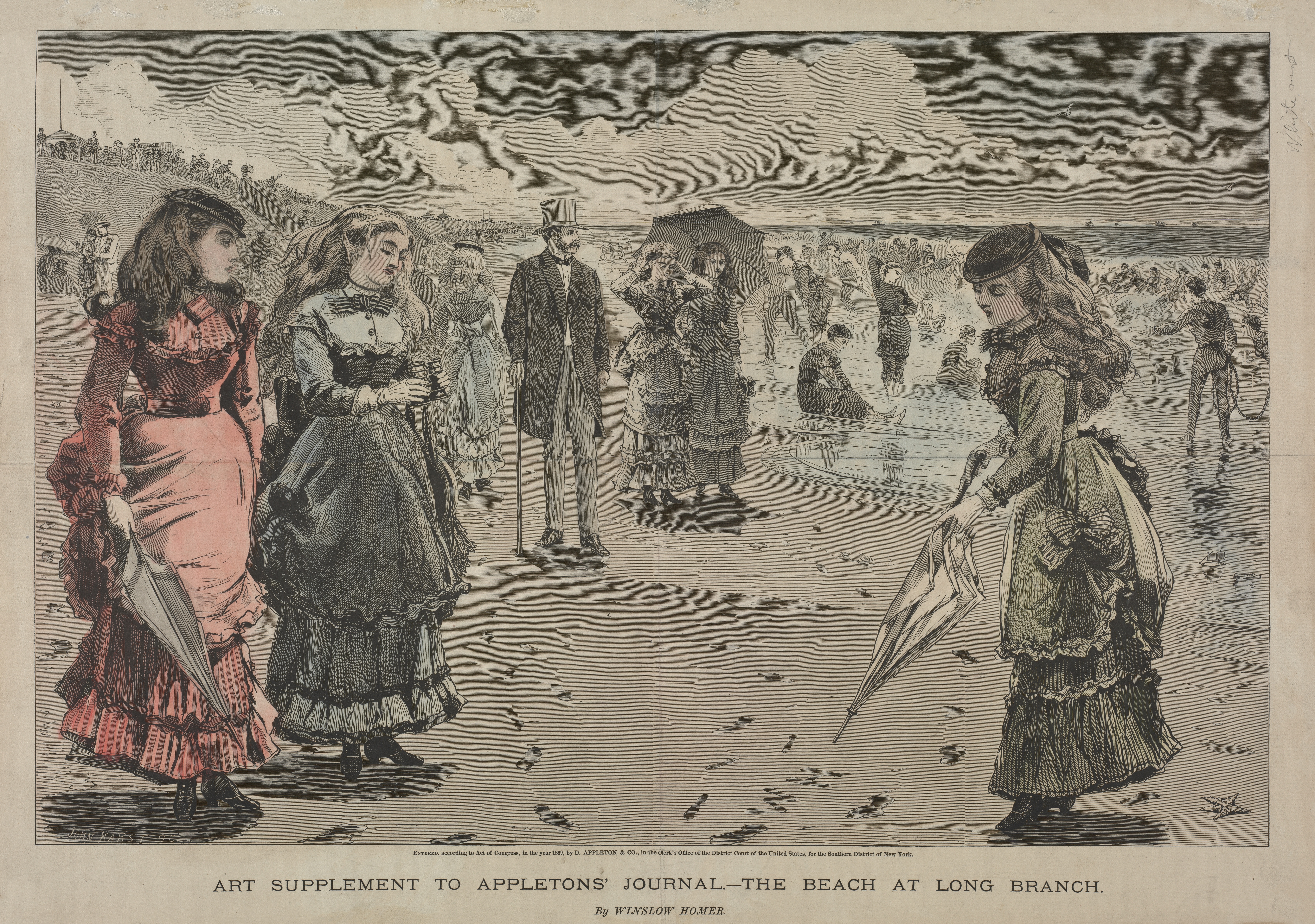 《长枝海滩》（the beach at long branch）｜温斯洛·霍默 Winslow Homer｜1869
