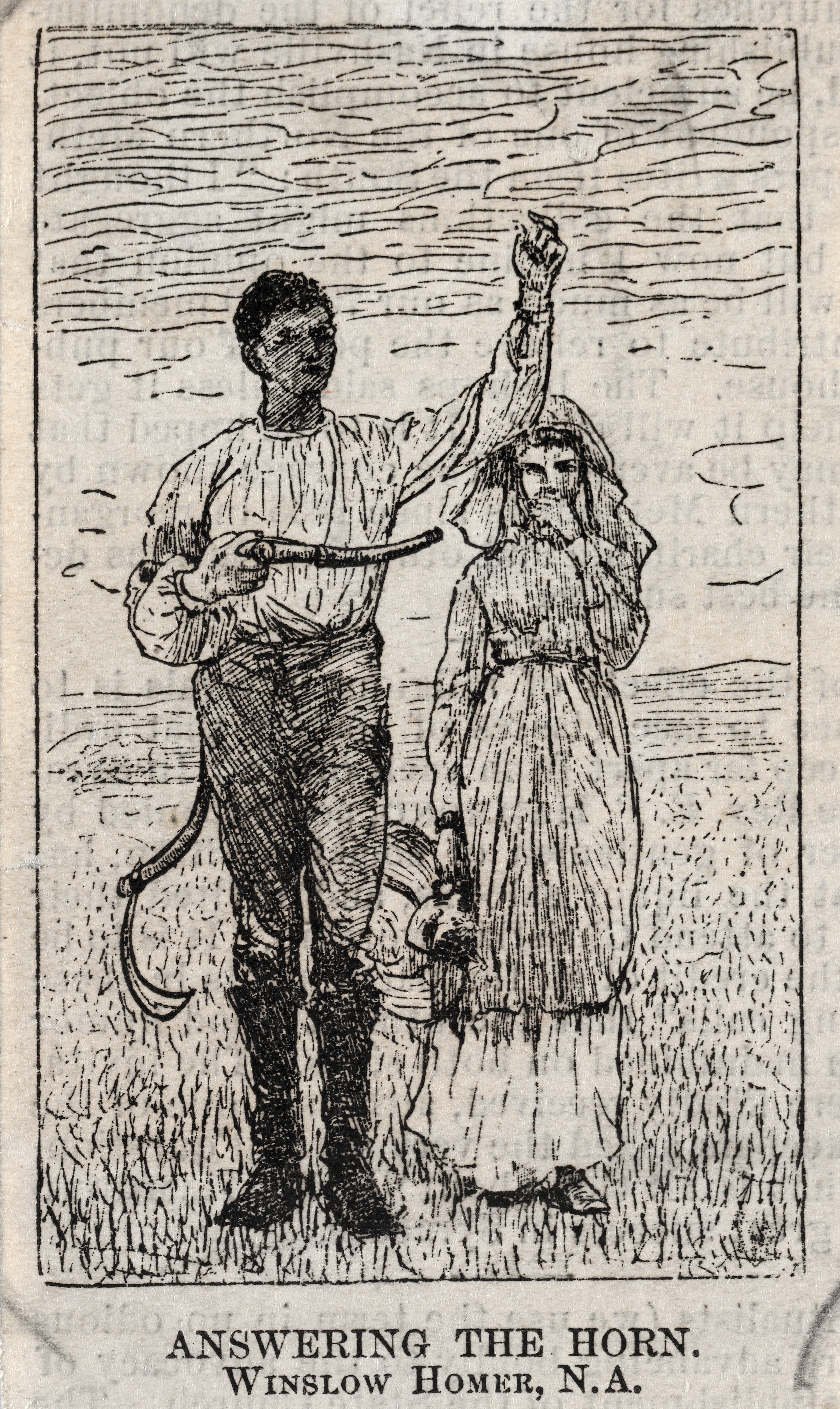《应答喇叭 c》（answering the horn c）｜温斯洛·霍默 Winslow Homer｜约1870s