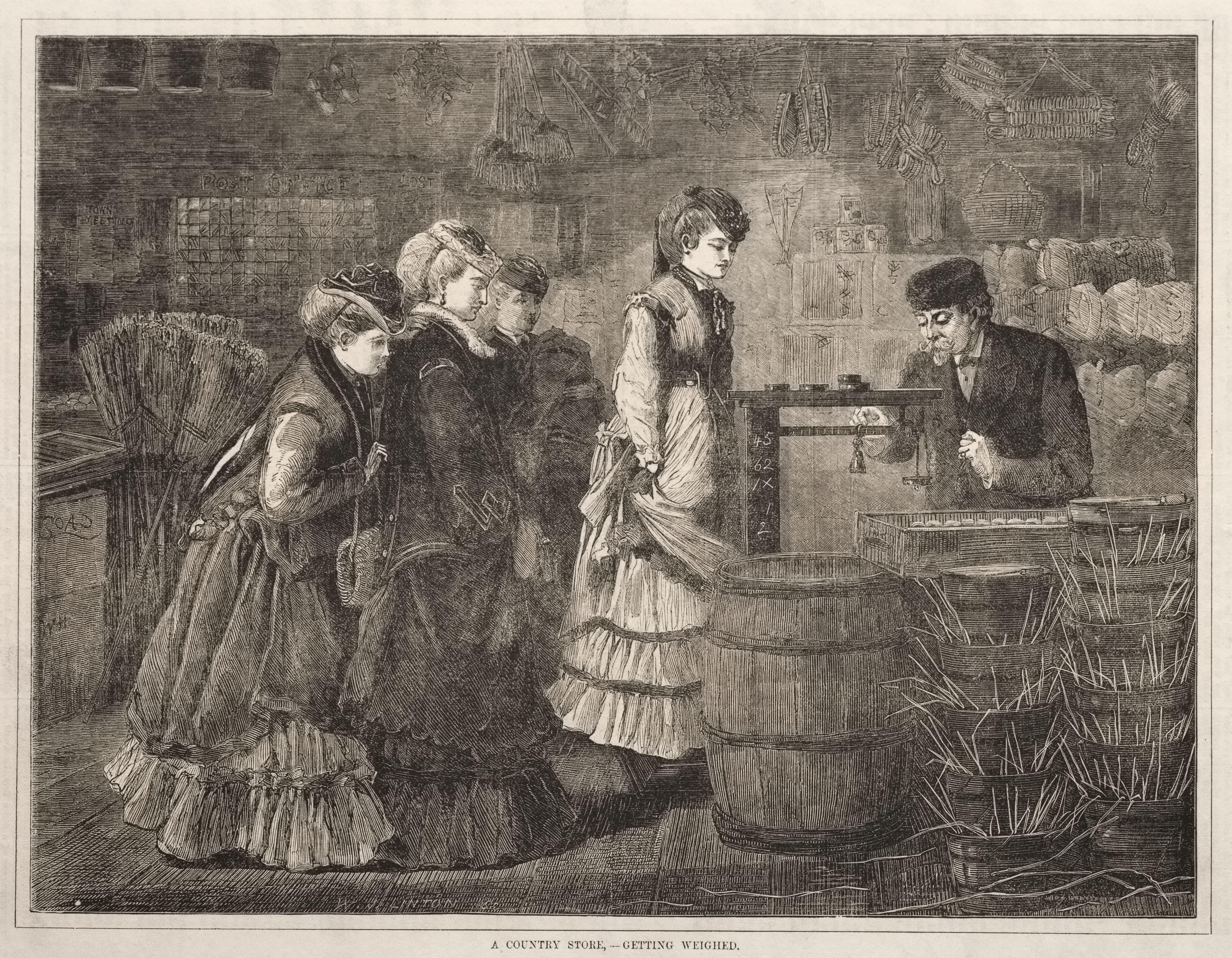 《一家乡村商店正在称重》（a country store getting weighed）｜温斯洛·霍默 Winslow Homer｜1871