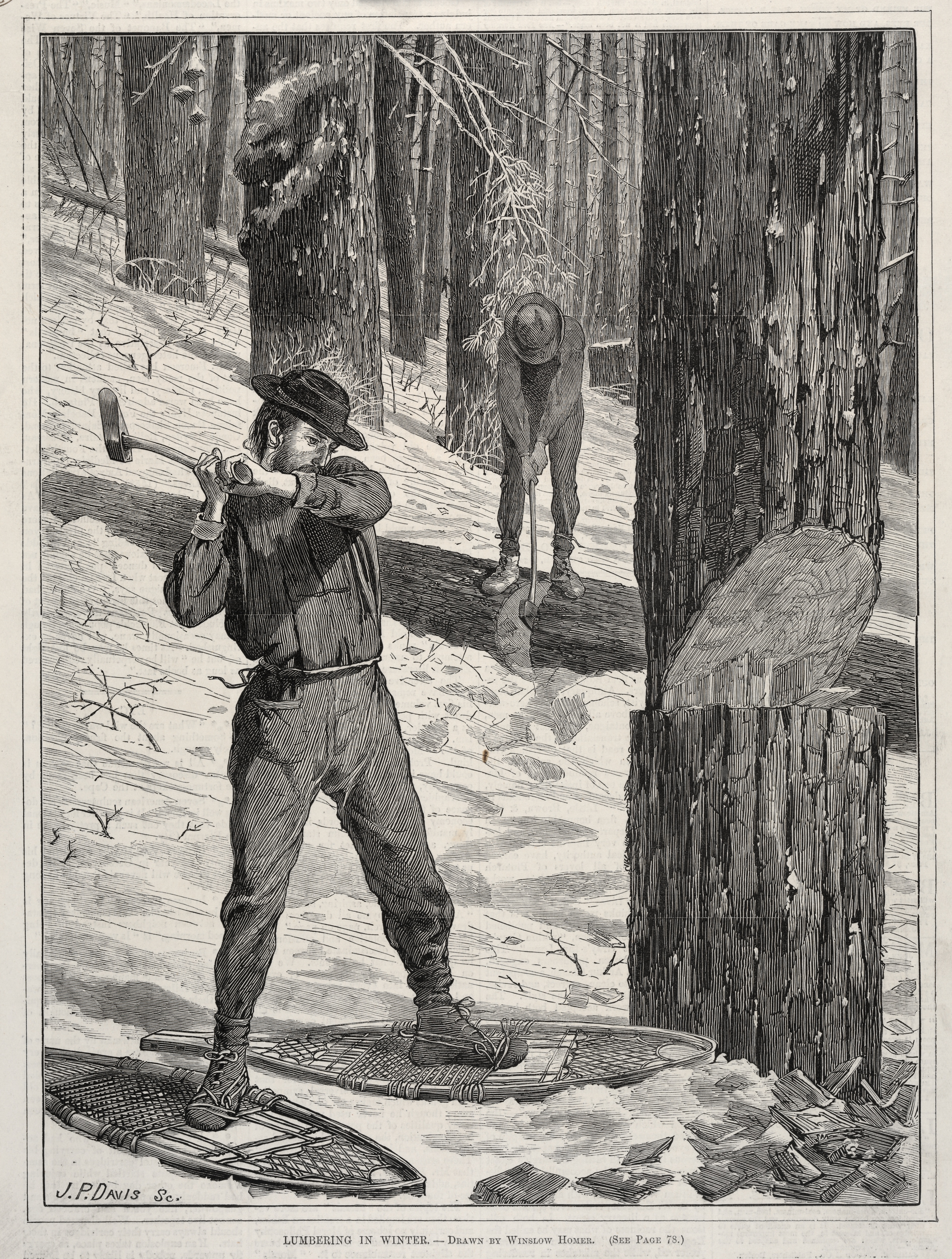《冬季笨重》（lumbering in winter）｜温斯洛·霍默 Winslow Homer｜1871