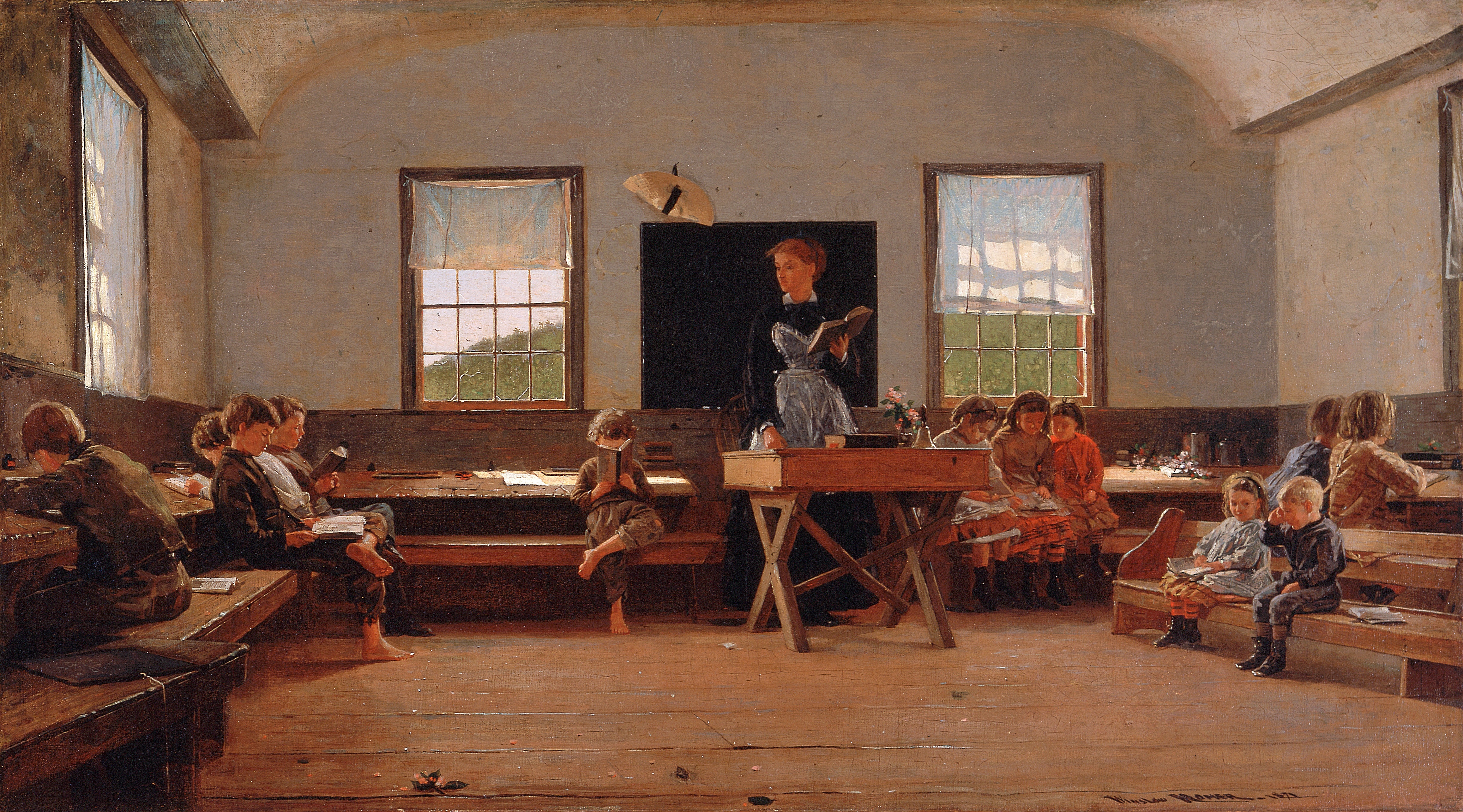 《乡村学校》（the country school）｜温斯洛·霍默 Winslow Homer｜1871