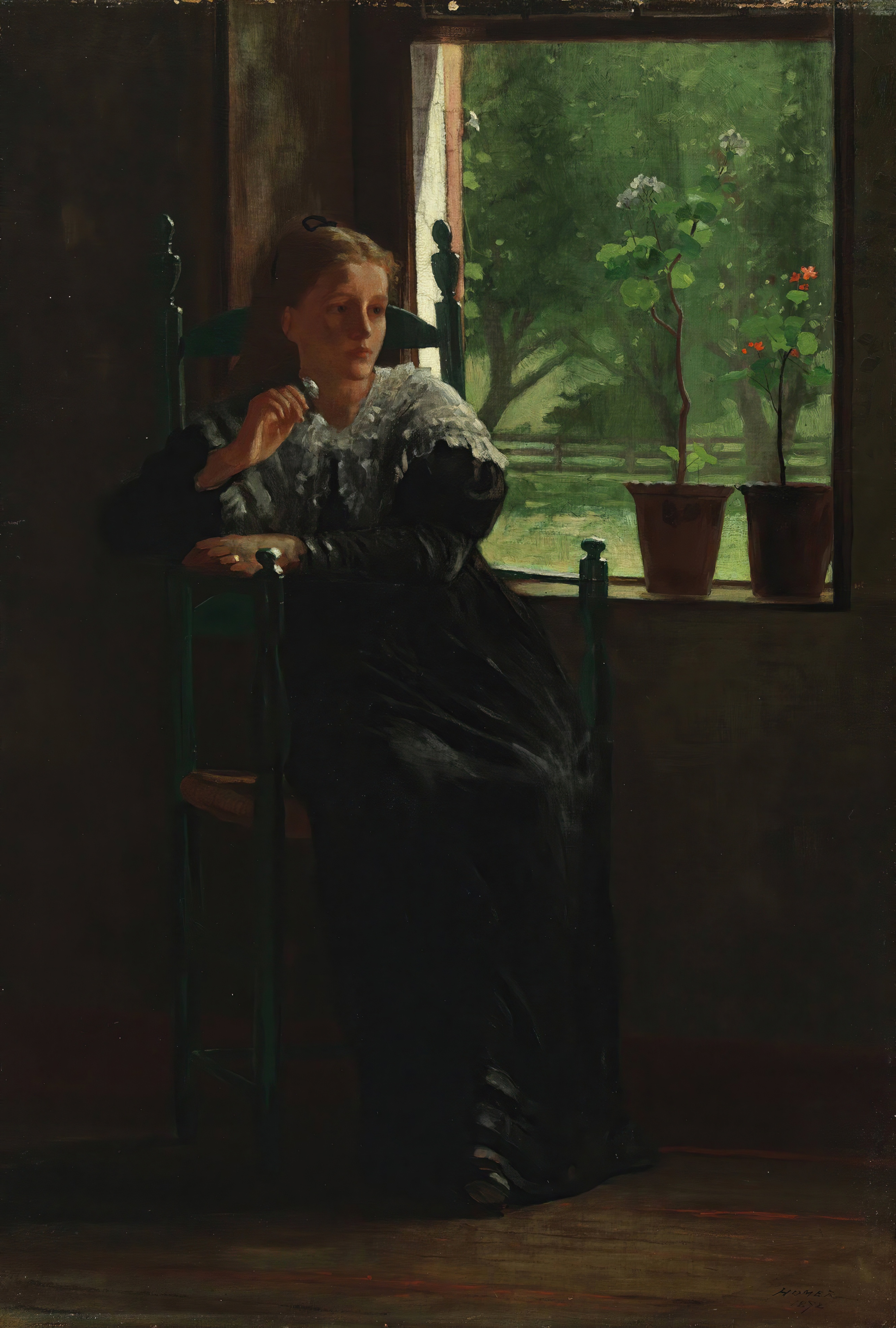 《在窗口》（at the window）｜温斯洛·霍默 Winslow Homer｜1872
