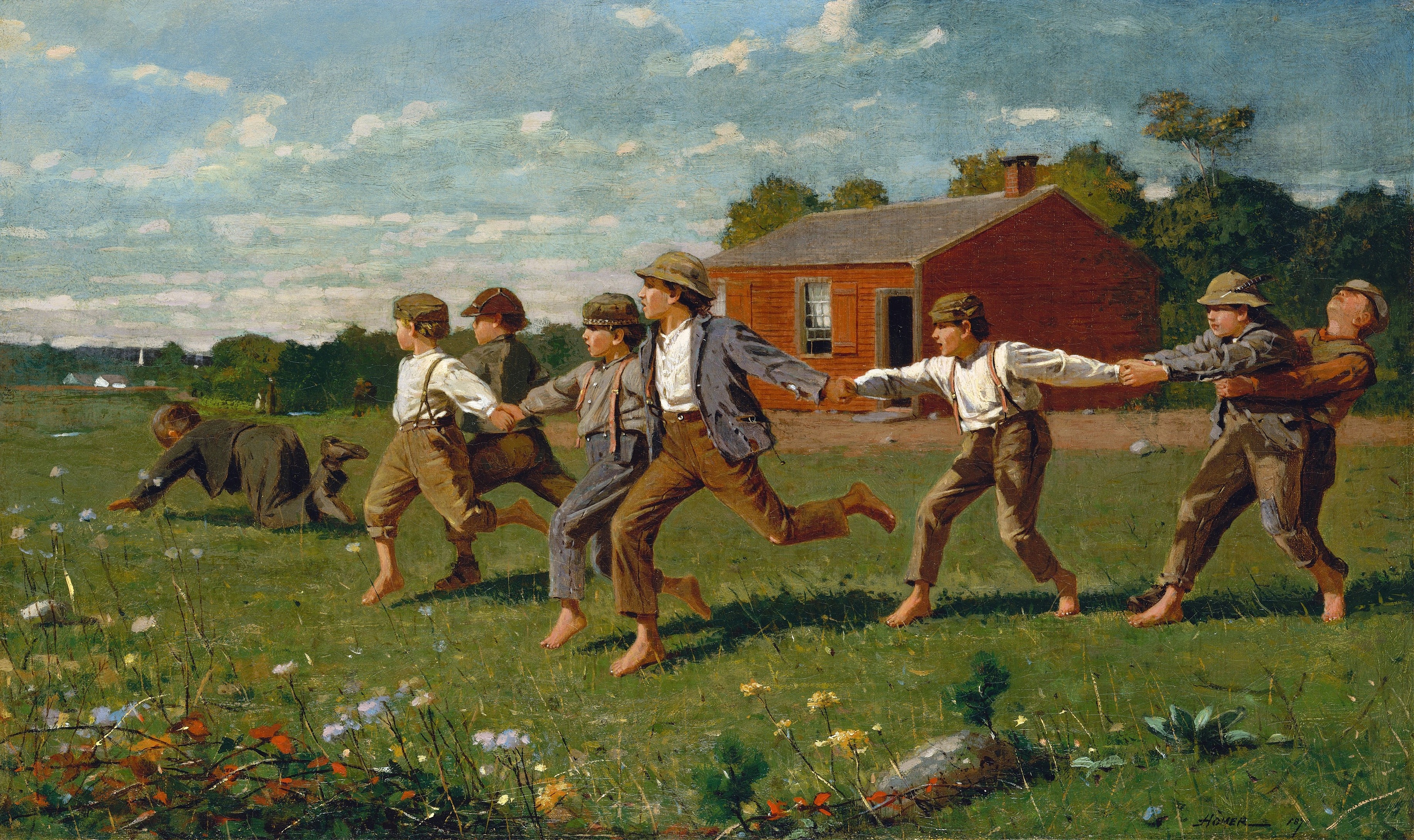《打响鞭子》（snap the whip）｜温斯洛·霍默 Winslow Homer｜1872
