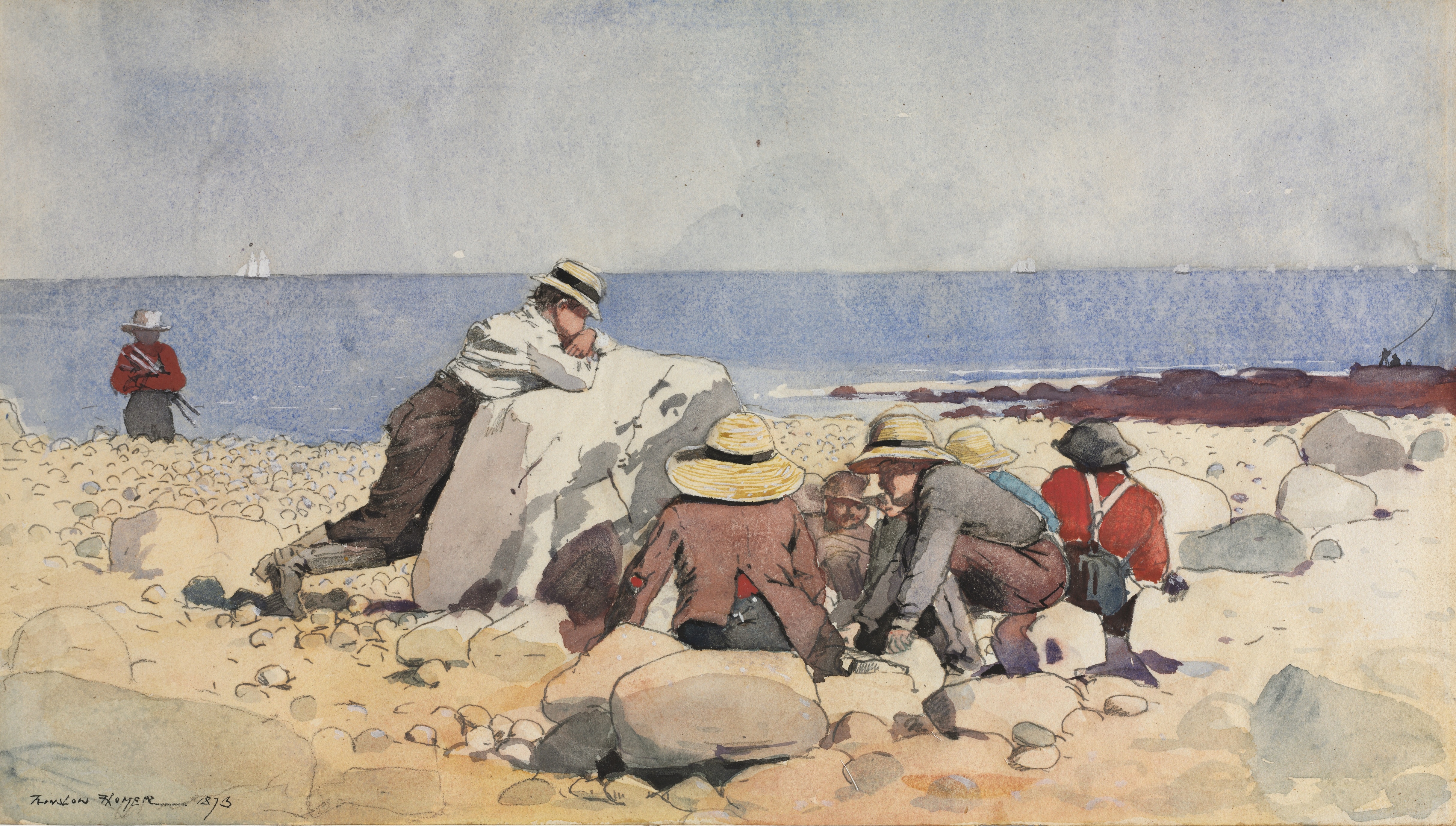 《烤蛤蜊》（a clam bake）｜温斯洛·霍默 Winslow Homer｜1873