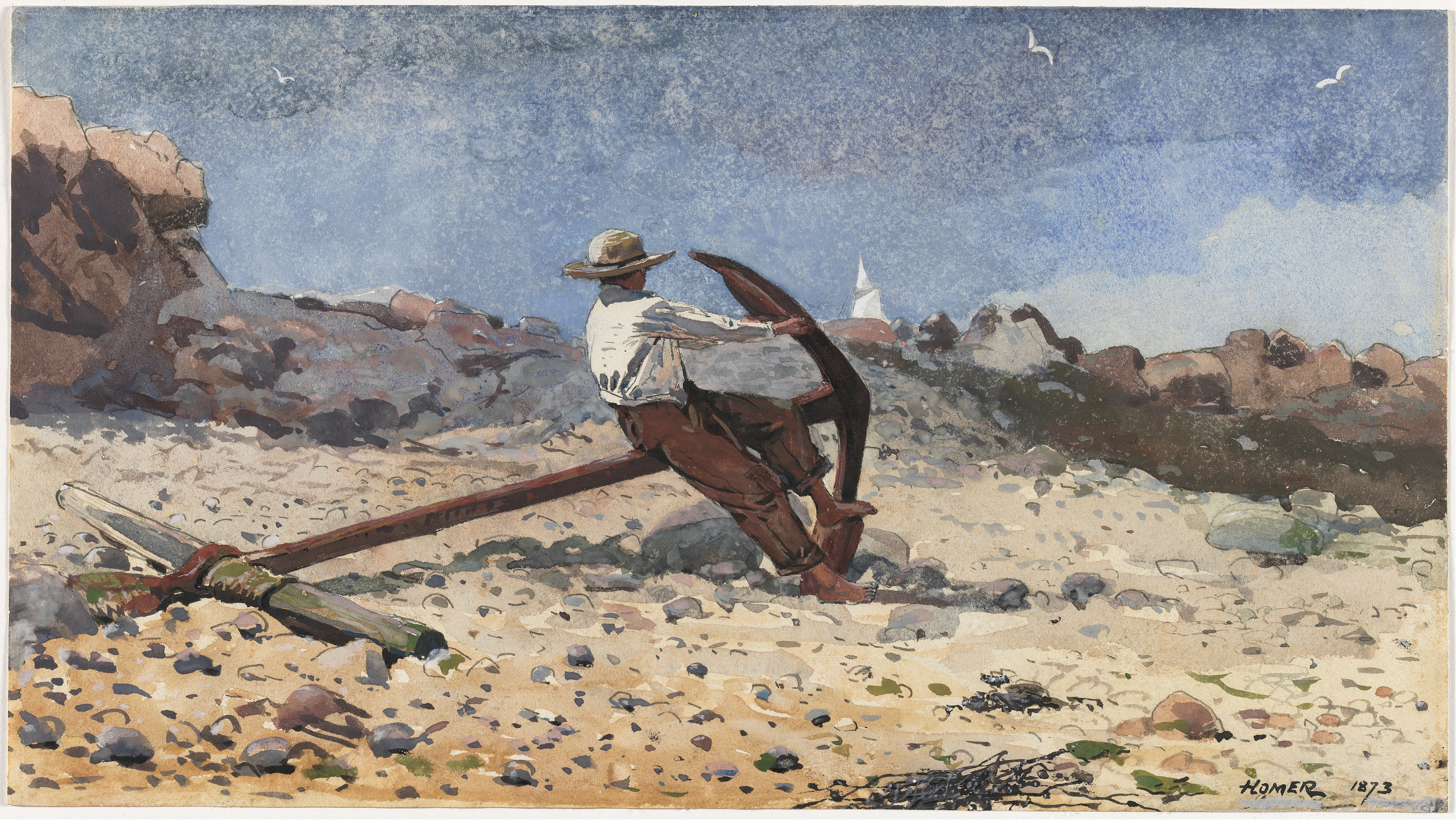 《有锚的男孩》（boy with anchor）｜温斯洛·霍默 Winslow Homer｜1873