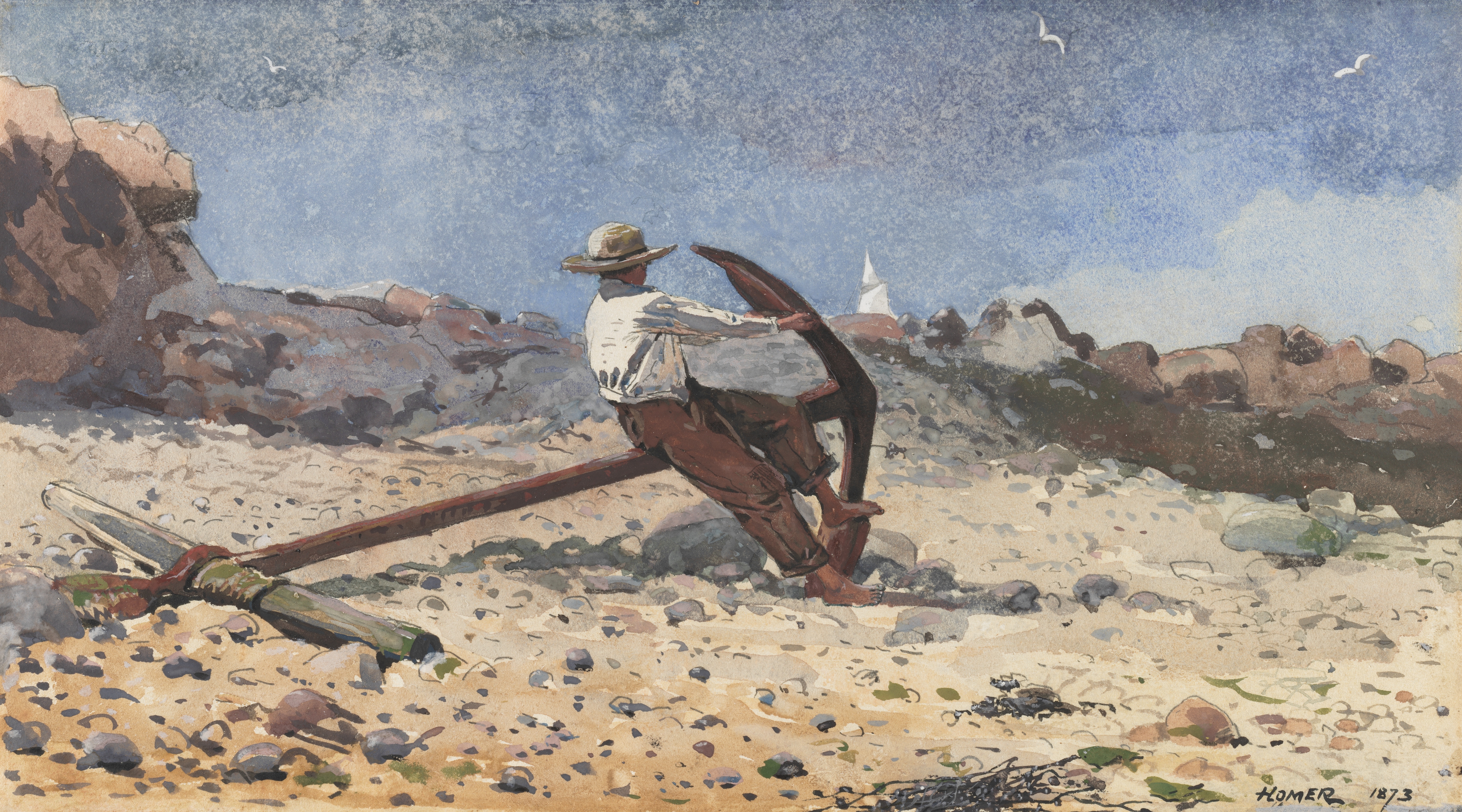 《有锚的男孩》（boy with anchor）｜温斯洛·霍默 Winslow Homer｜1873