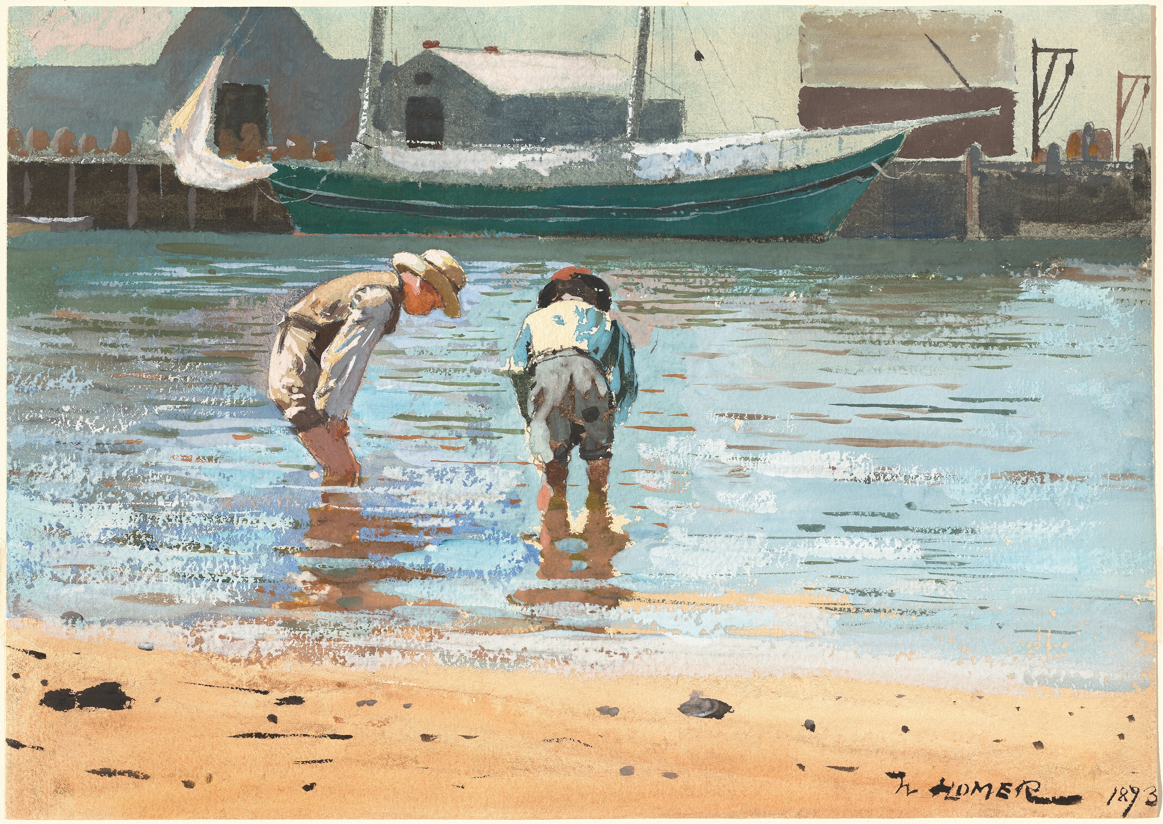 《男孩涉水》（boys wading）｜温斯洛·霍默 Winslow Homer｜1873