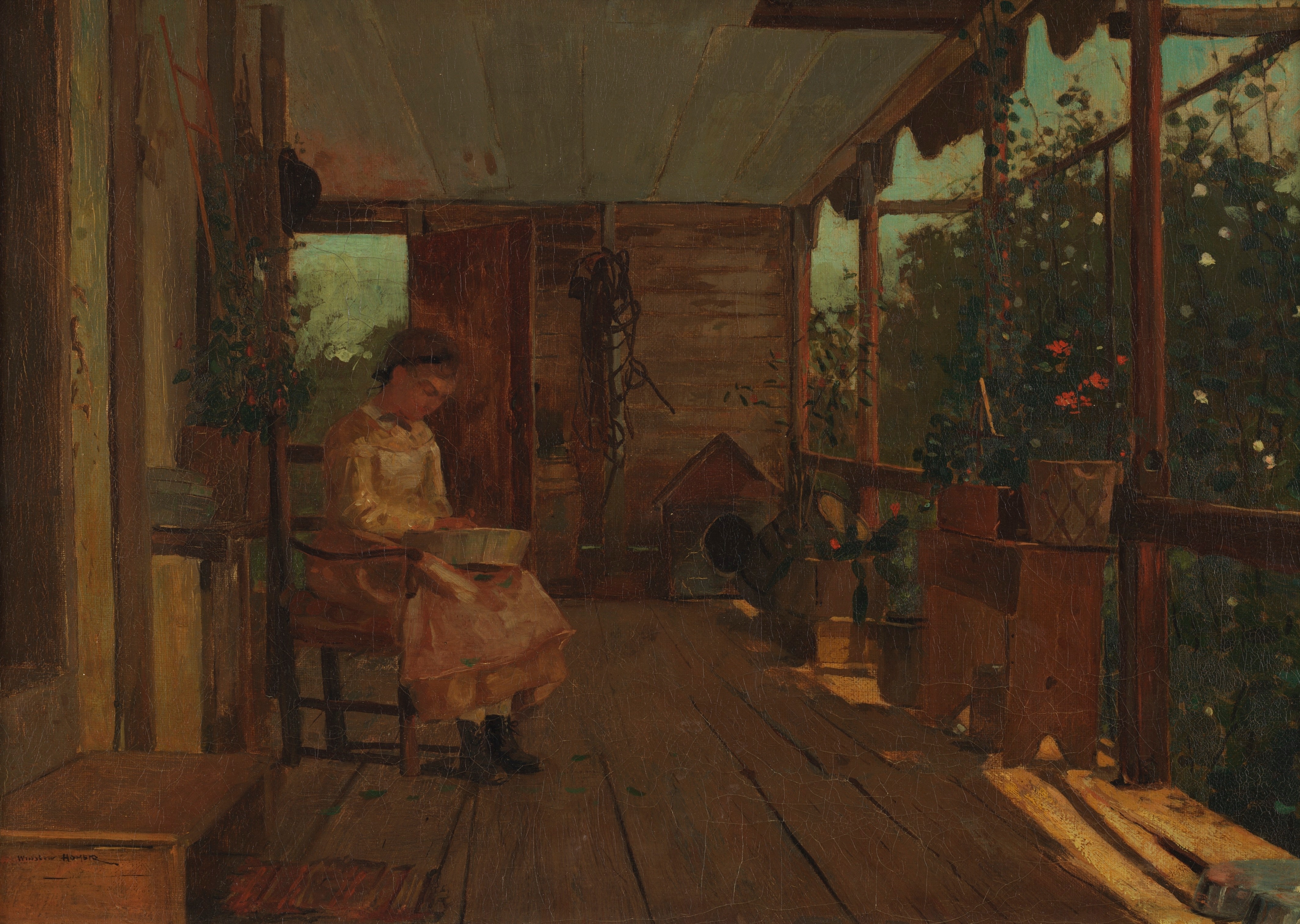 《剥豌豆壳的女孩》（girl shelling peas）｜温斯洛·霍默 Winslow Homer｜1873