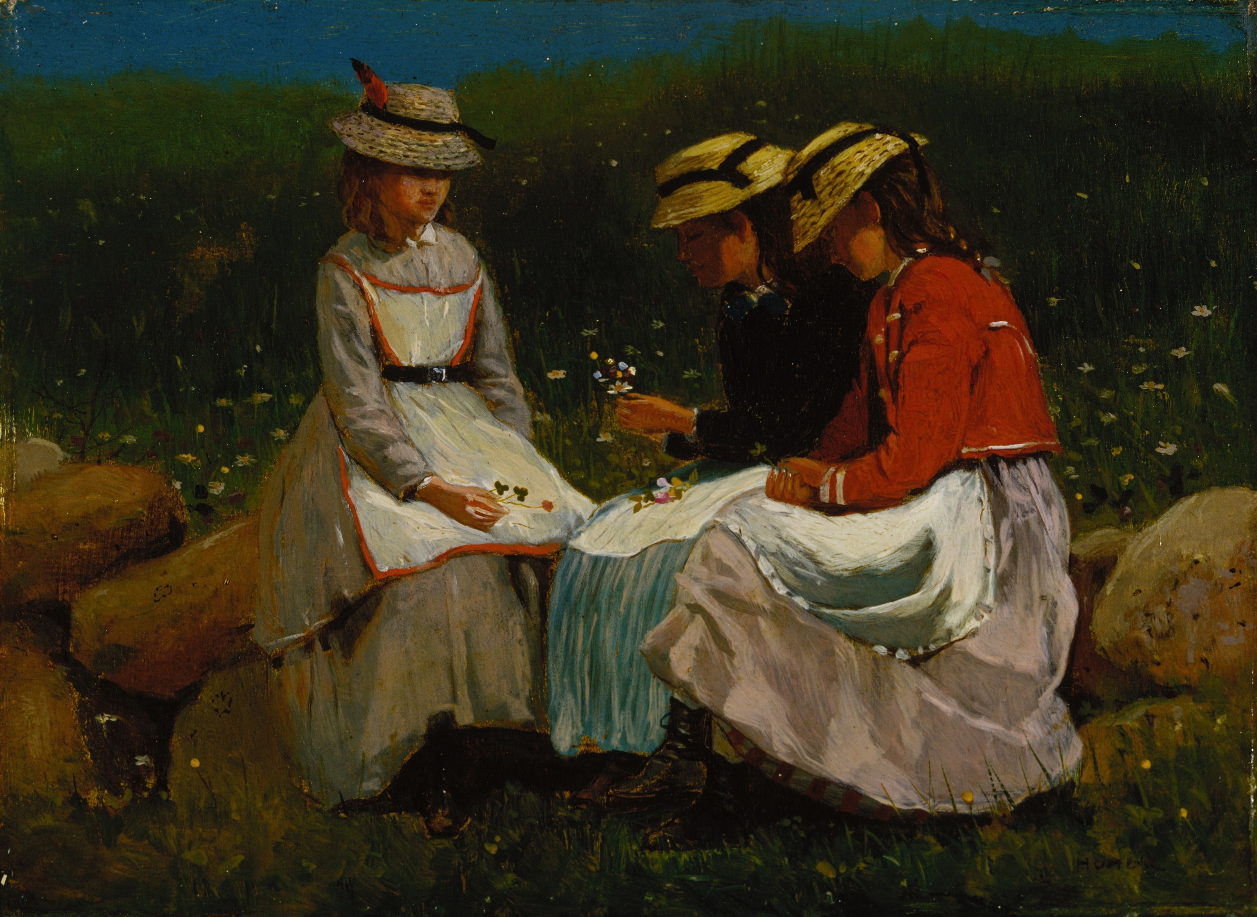 《风景中的女孩》（girls in a landscape）｜温斯洛·霍默 Winslow Homer｜约1873