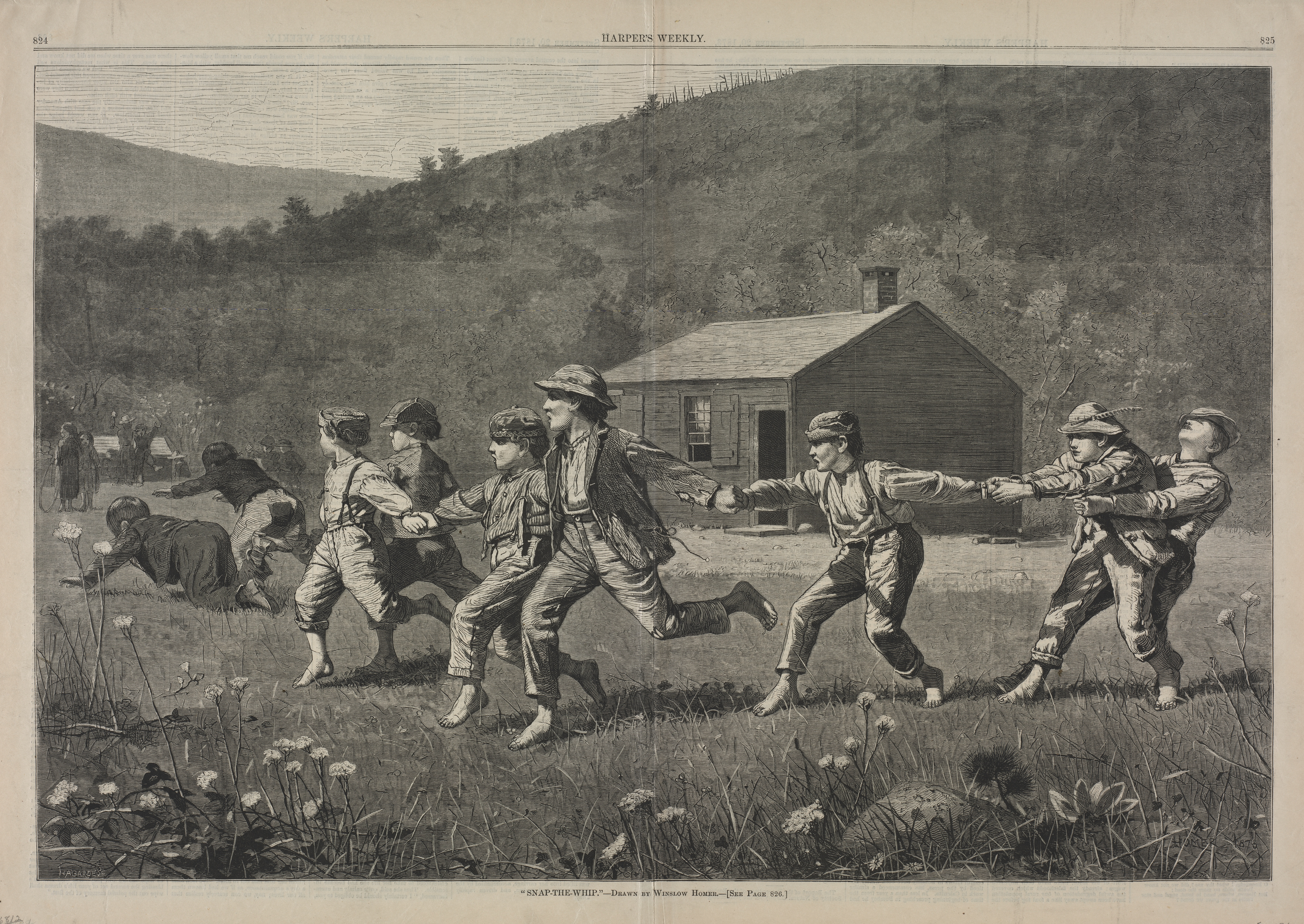《打响鞭子》（snap the whip）｜温斯洛·霍默 Winslow Homer｜1872