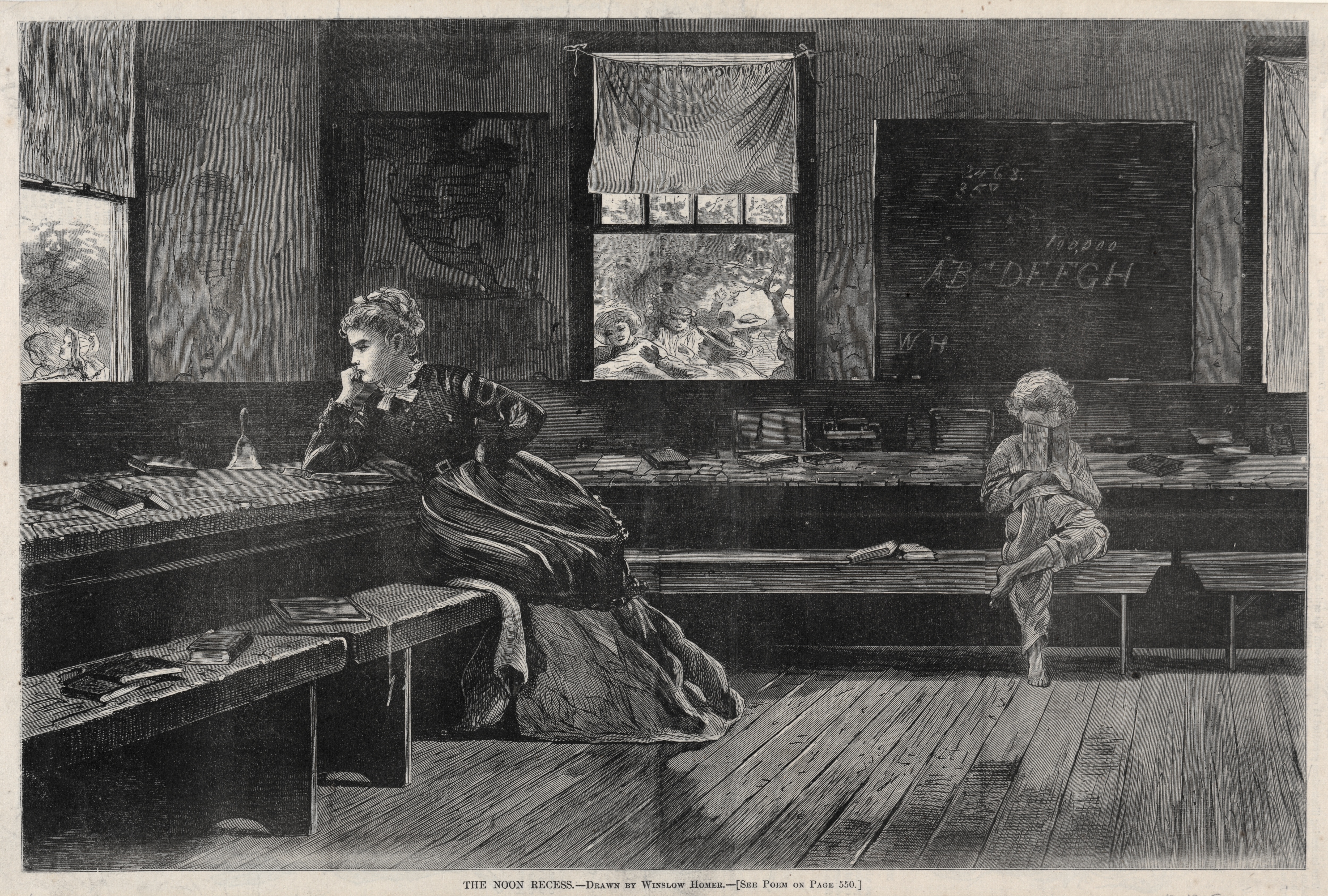 《中午课间休息》（the noon recess）｜温斯洛·霍默 Winslow Homer｜1873
