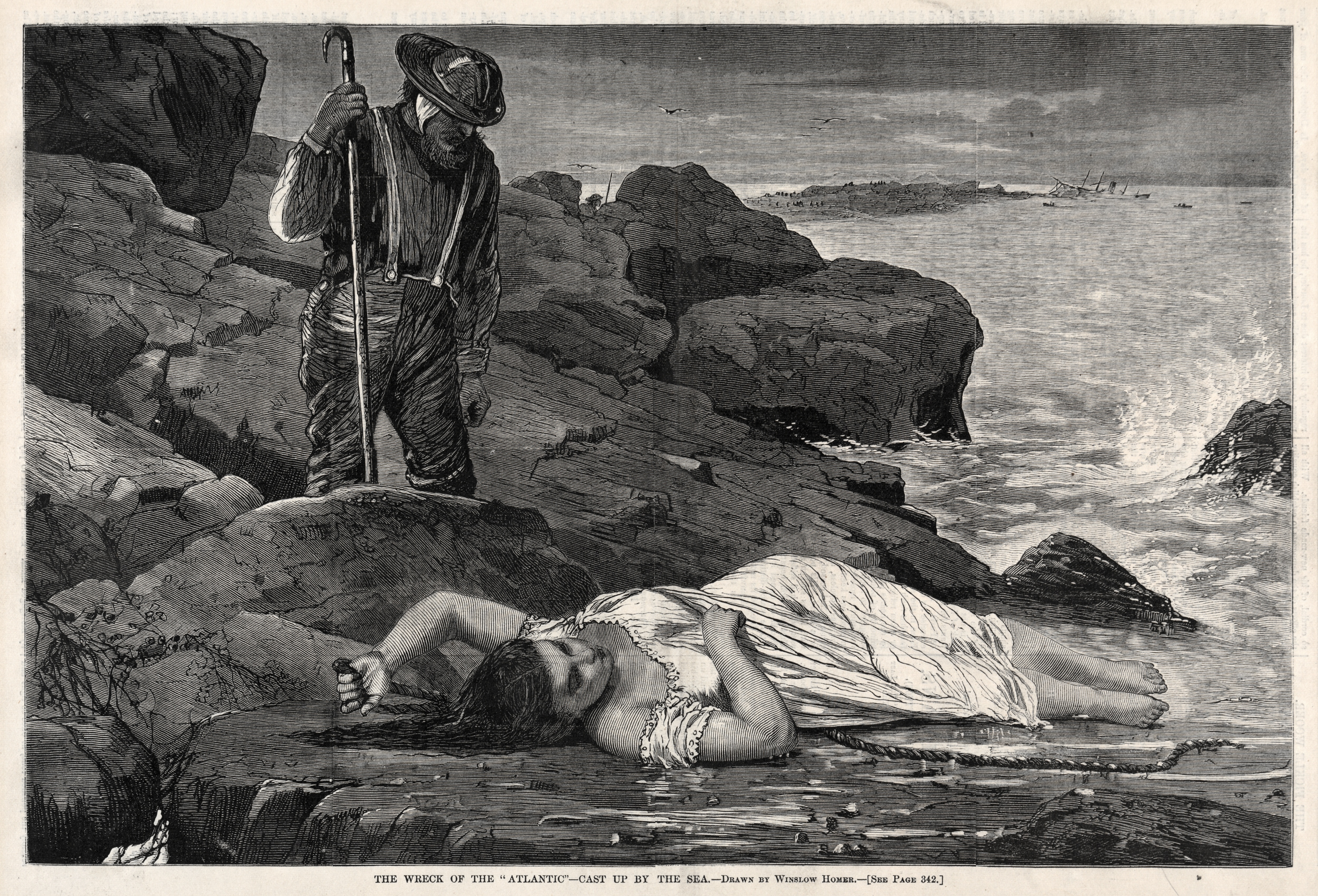 《大西洋的残骸被大海抛起》（the wreck of the atlantic cast up by the sea）｜温斯洛·霍默 Winslow Homer｜1873