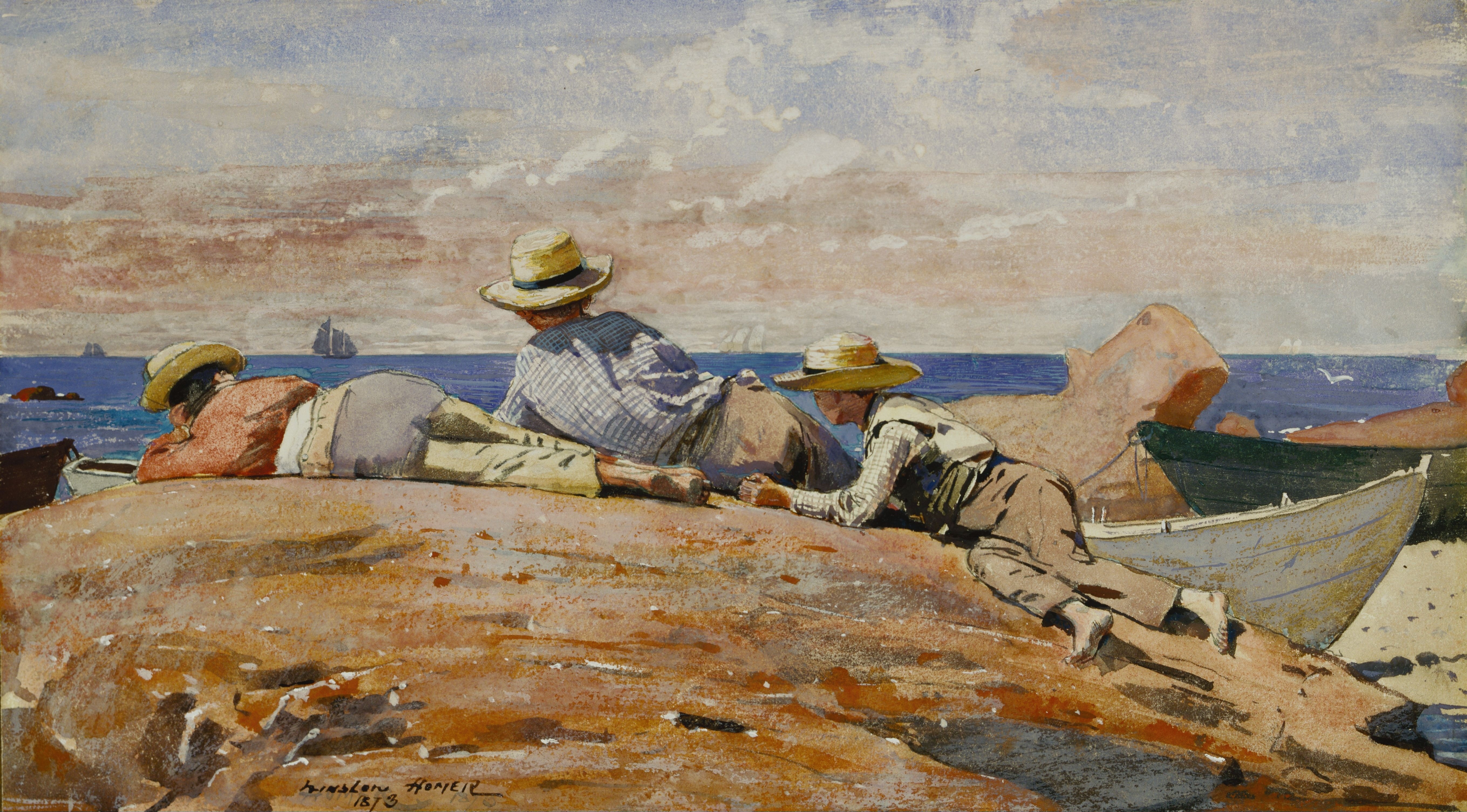 《岸边的三个男孩》（three boys on the shore）｜温斯洛·霍默 Winslow Homer｜1873