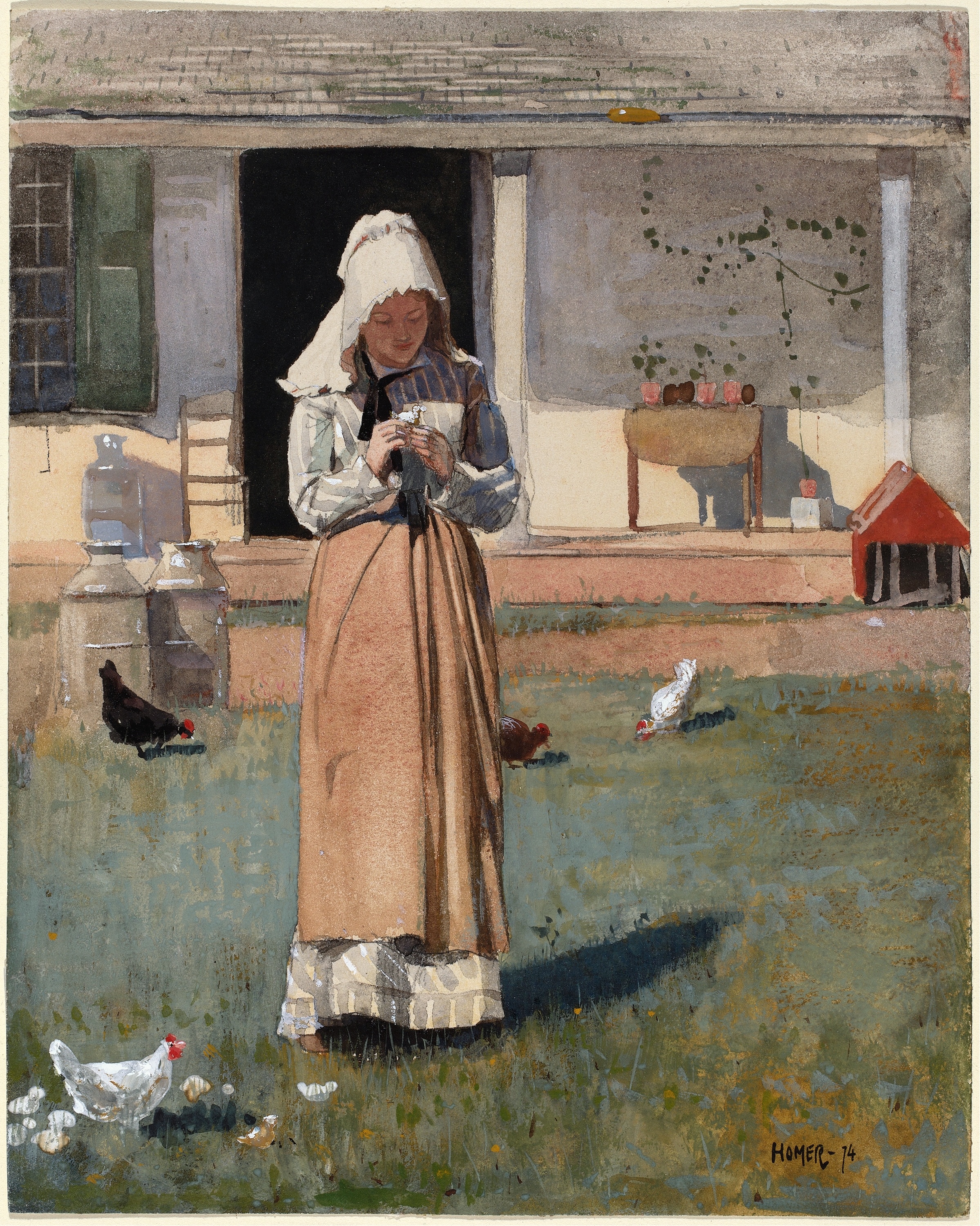 《一只病鸡》（a sick chicken）｜温斯洛·霍默 Winslow Homer｜1874