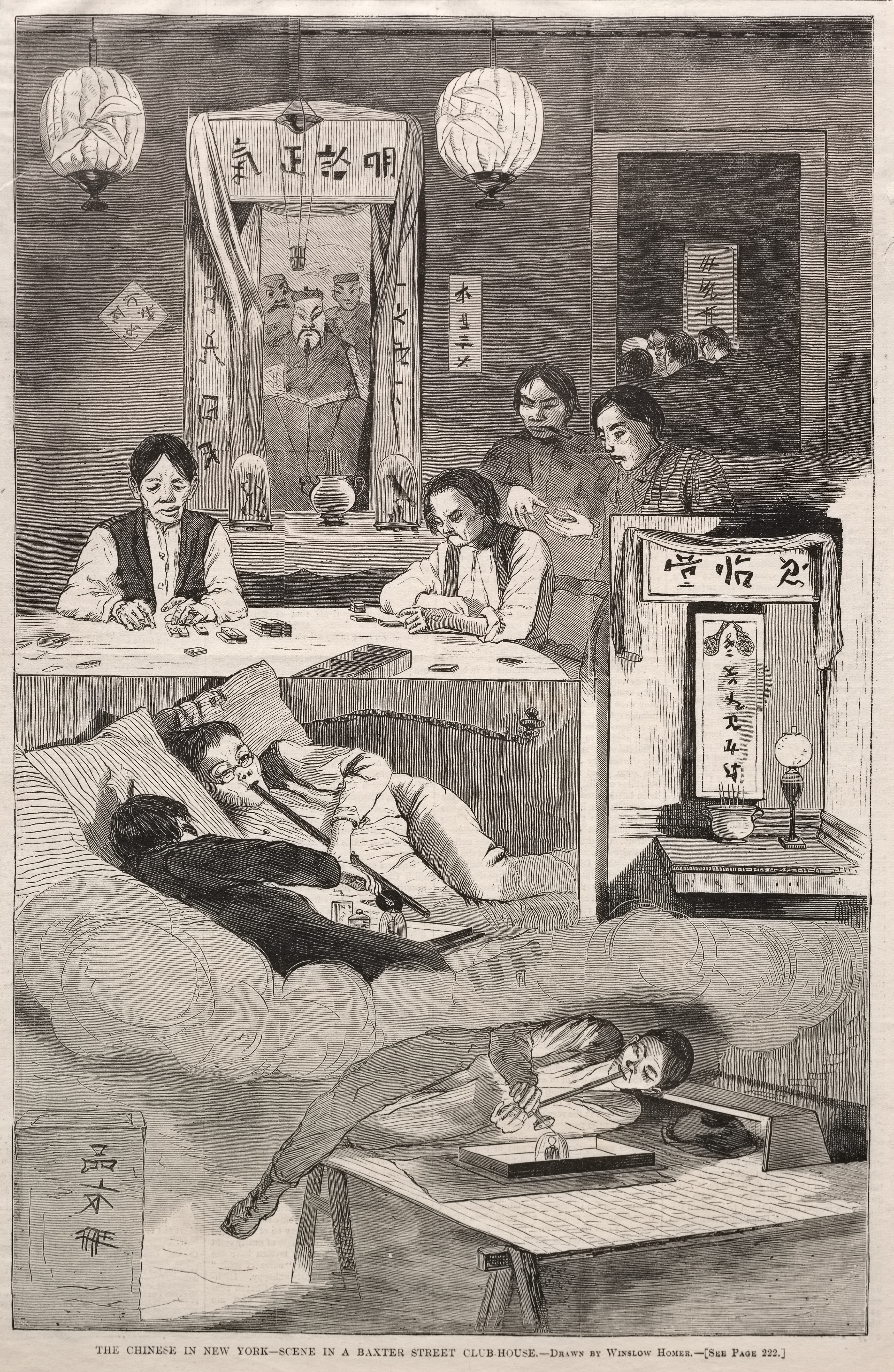 《巴克斯特街俱乐部会所中的纽约华人场景》（the chinese in new york scene in a baxter street club house）｜温斯洛·霍默 Winslow Homer｜1874