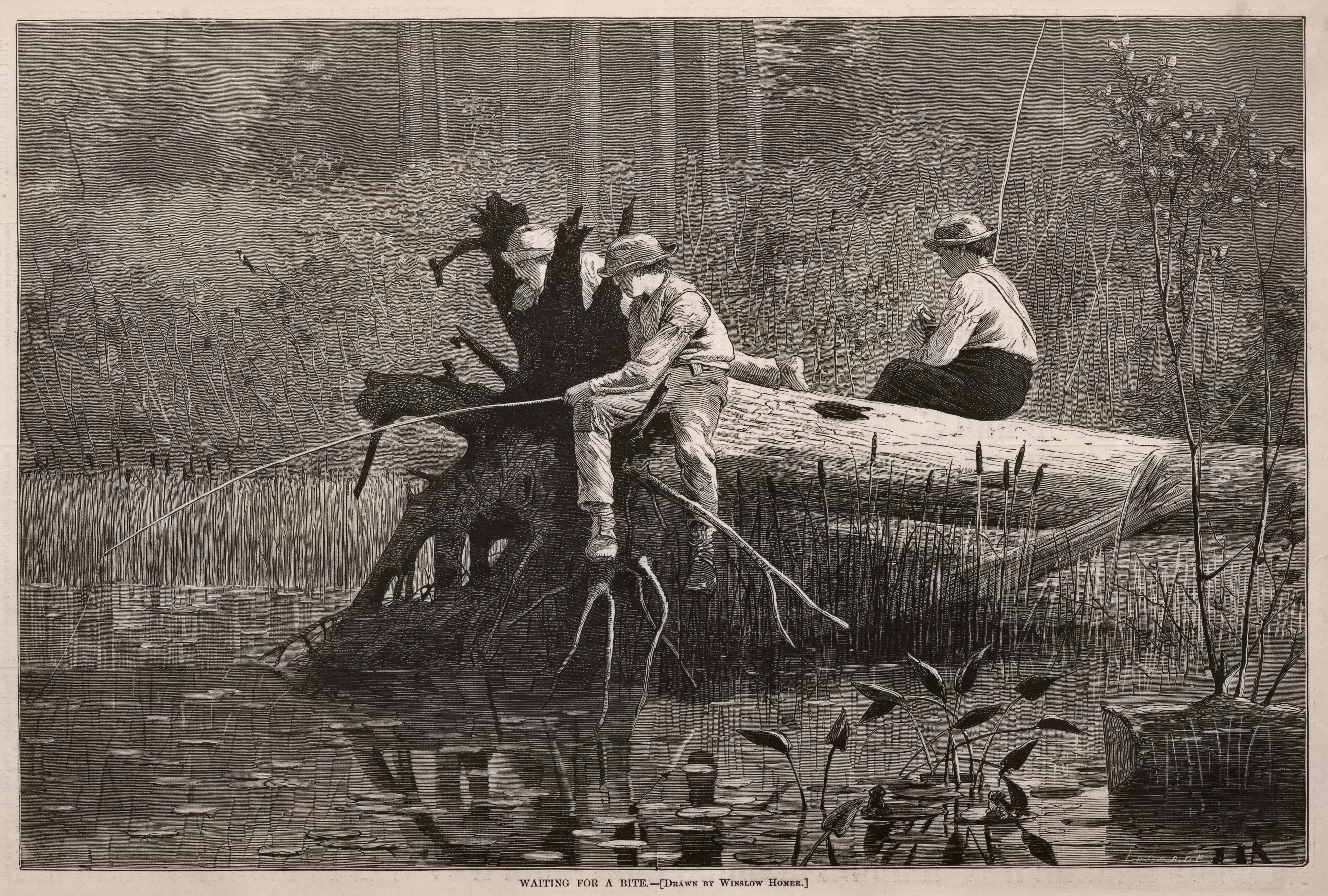 《等待咬一口》（waiting for a bite）｜温斯洛·霍默 Winslow Homer｜1874