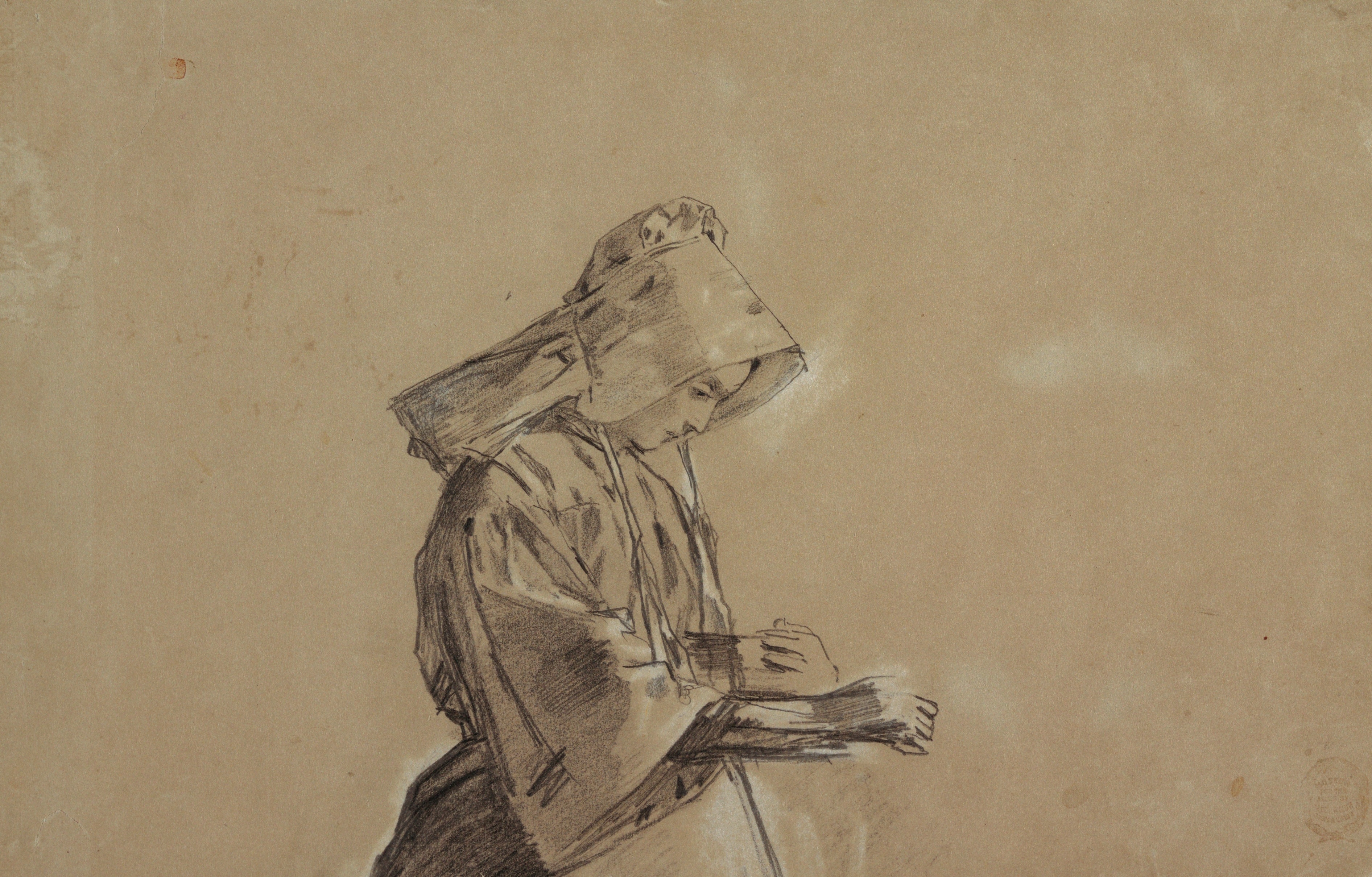《戴遮阳帽的女人》（woman in a sunbonnet）｜温斯洛·霍默 Winslow Homer｜1874