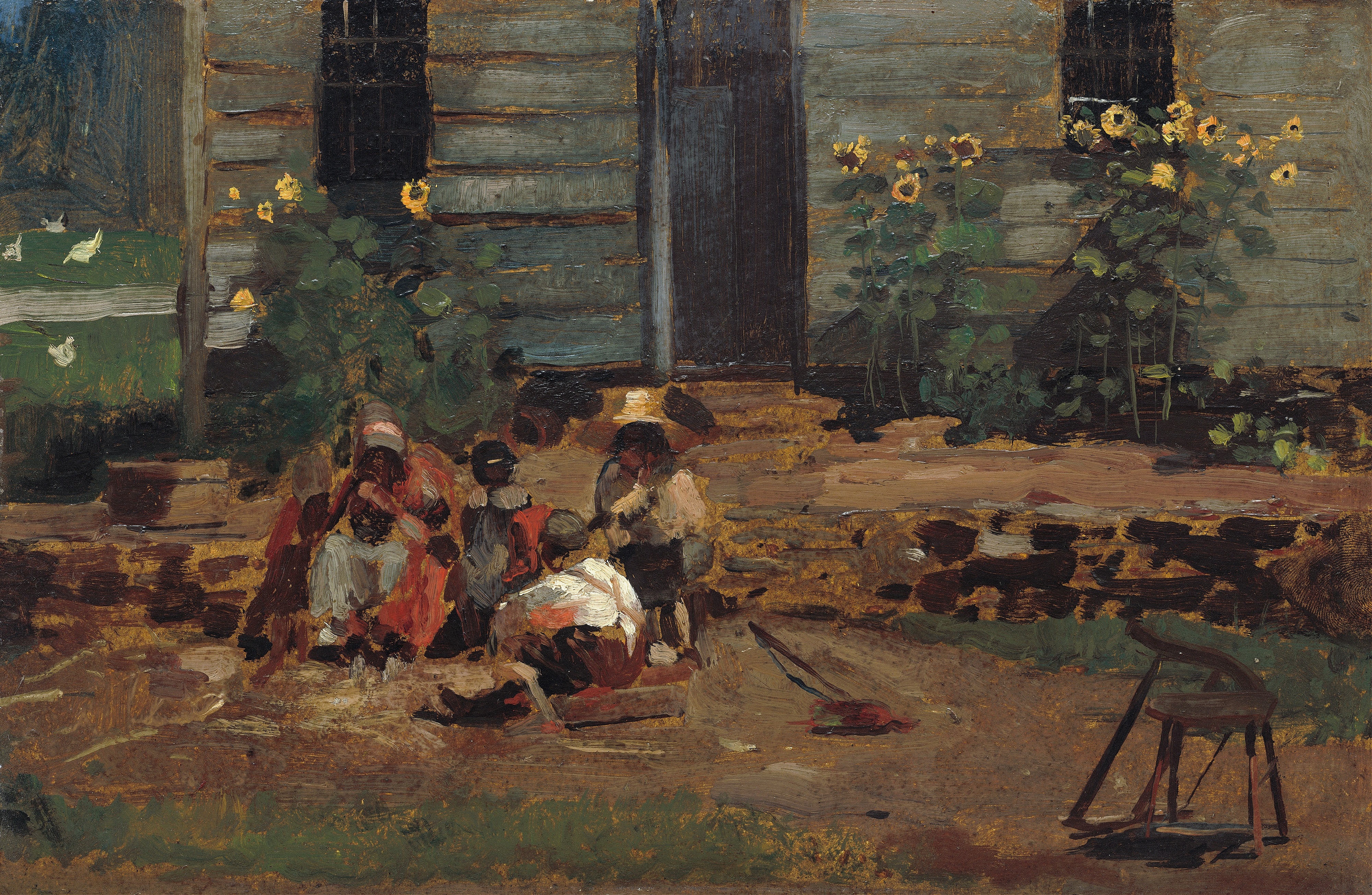 《一个小屋院子的草图》（sketch of a cottage yard）｜温斯洛·霍默 Winslow Homer｜约1876