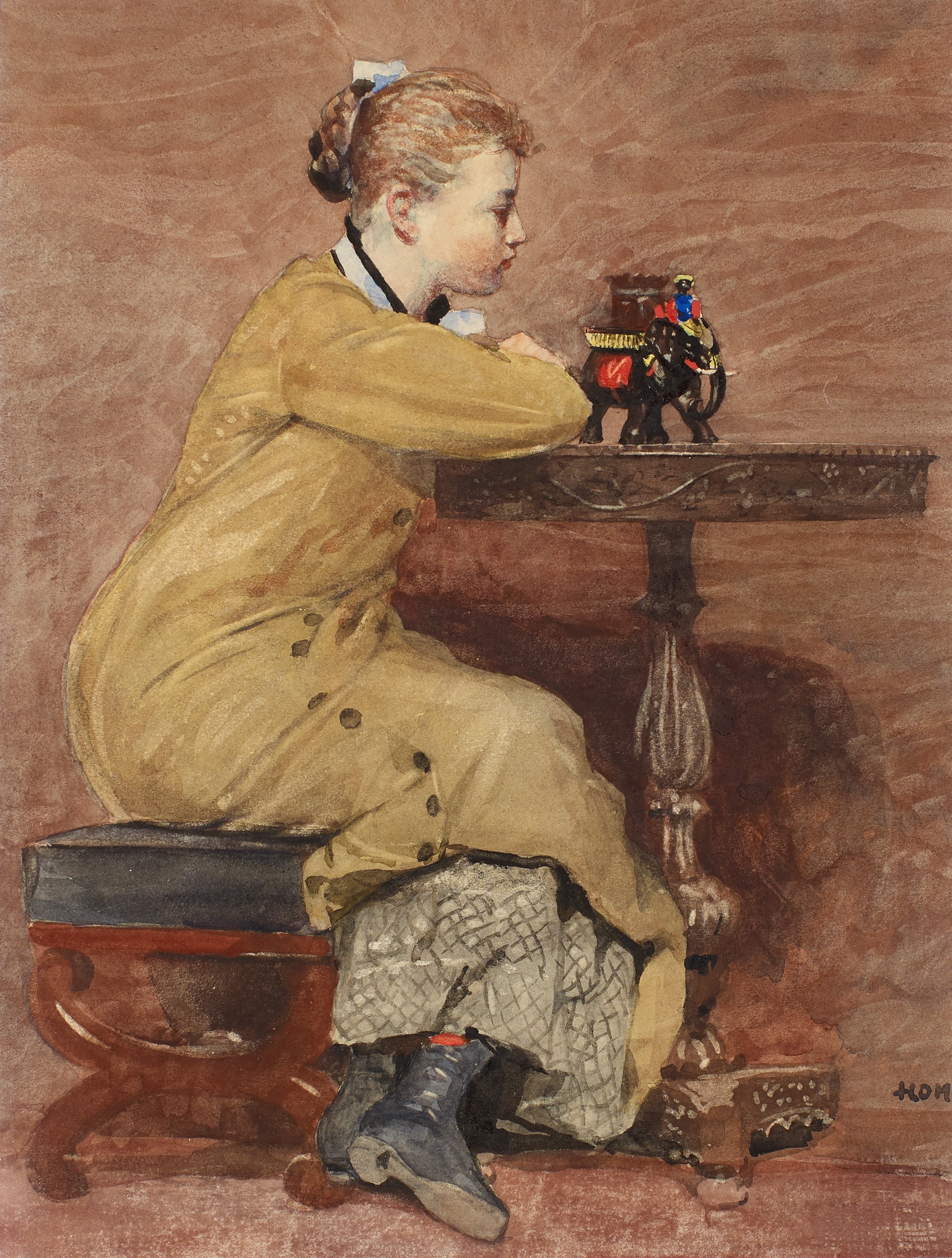 《女人和大象》（woman and elephant）｜温斯洛·霍默 Winslow Homer｜约1877