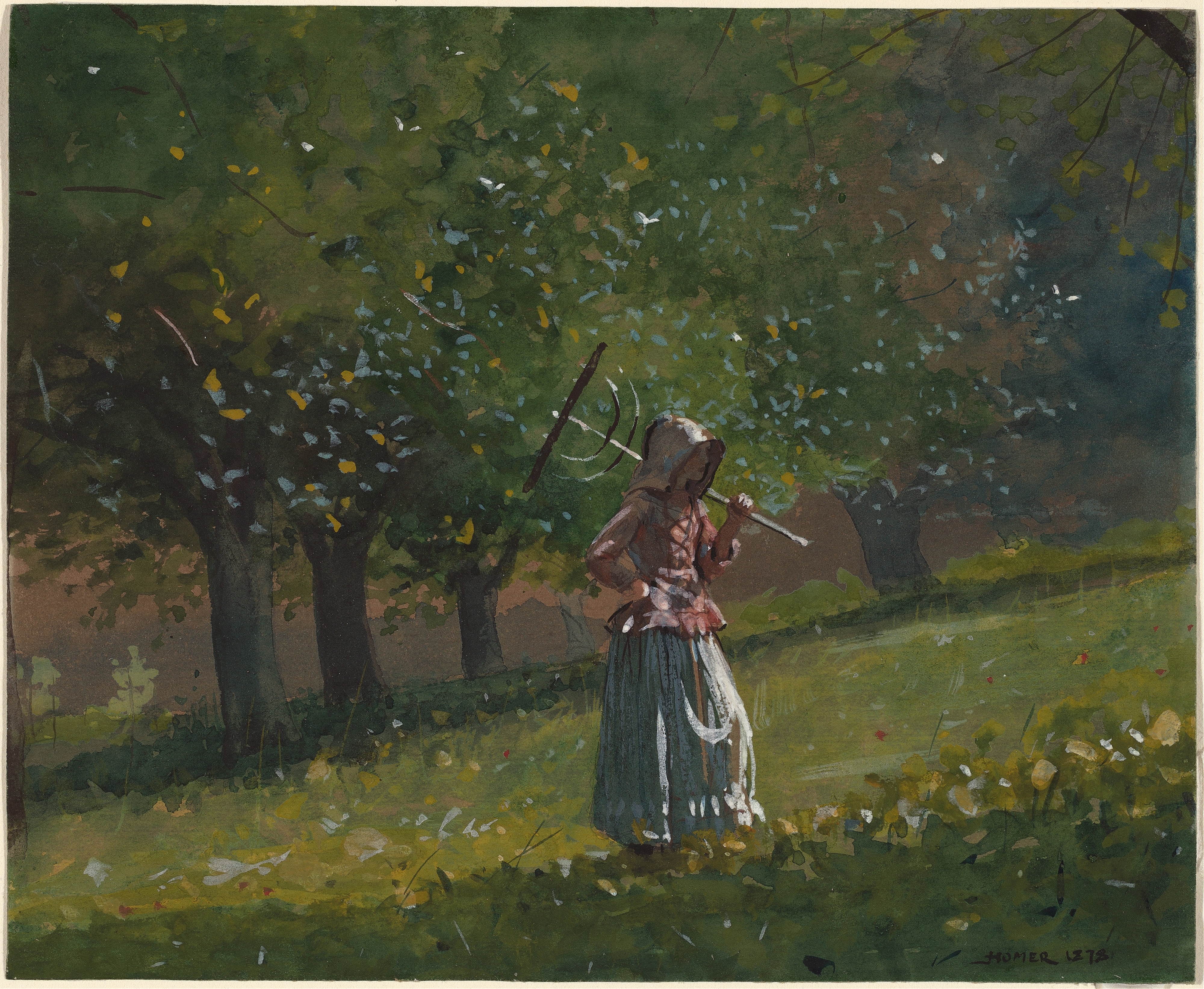 《有干草耙的女孩》（girl with hay rake）｜温斯洛·霍默 Winslow Homer｜1878