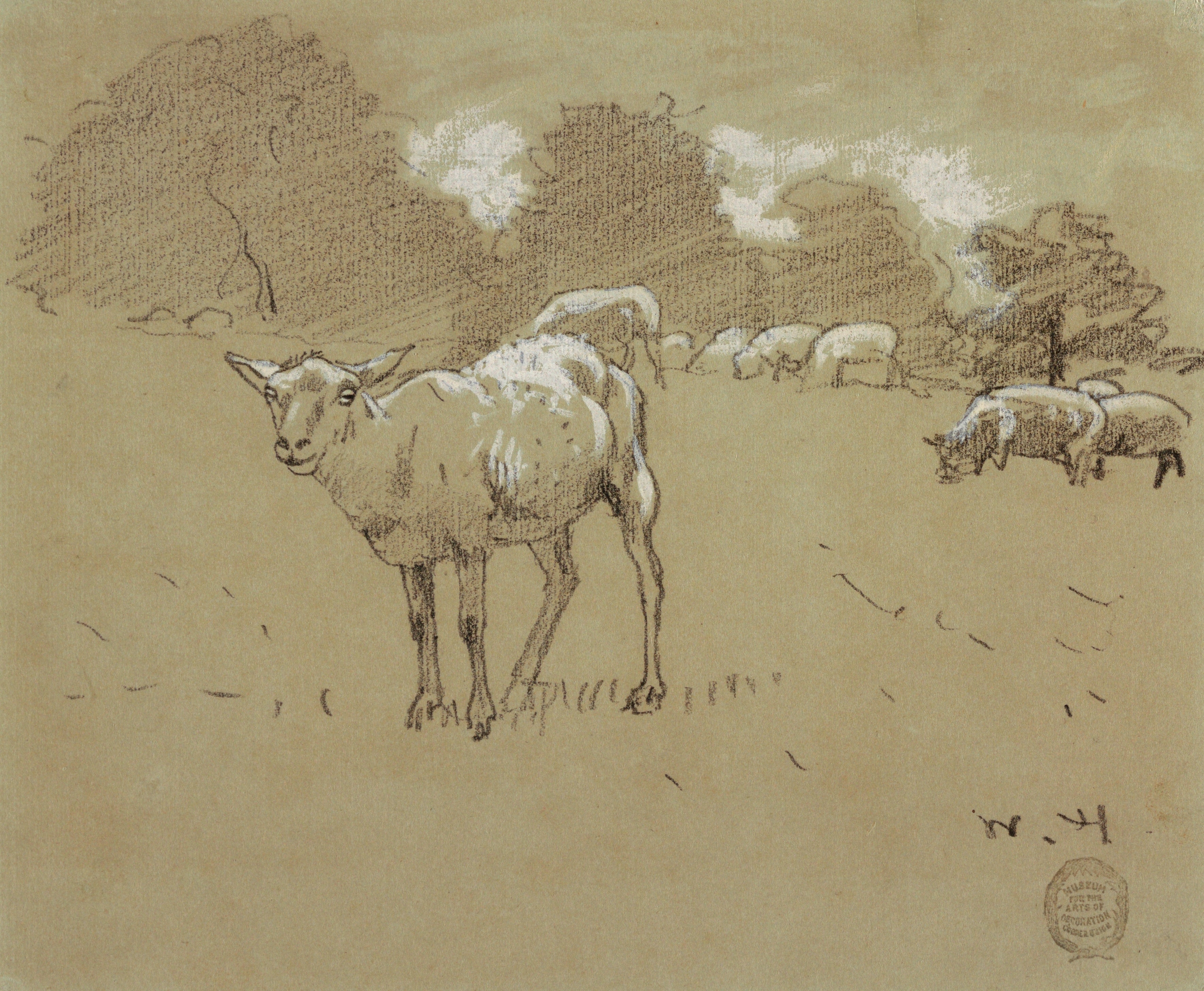 《羊在田野里吃草》（sheep grazing in a field）｜温斯洛·霍默 Winslow Homer｜1878