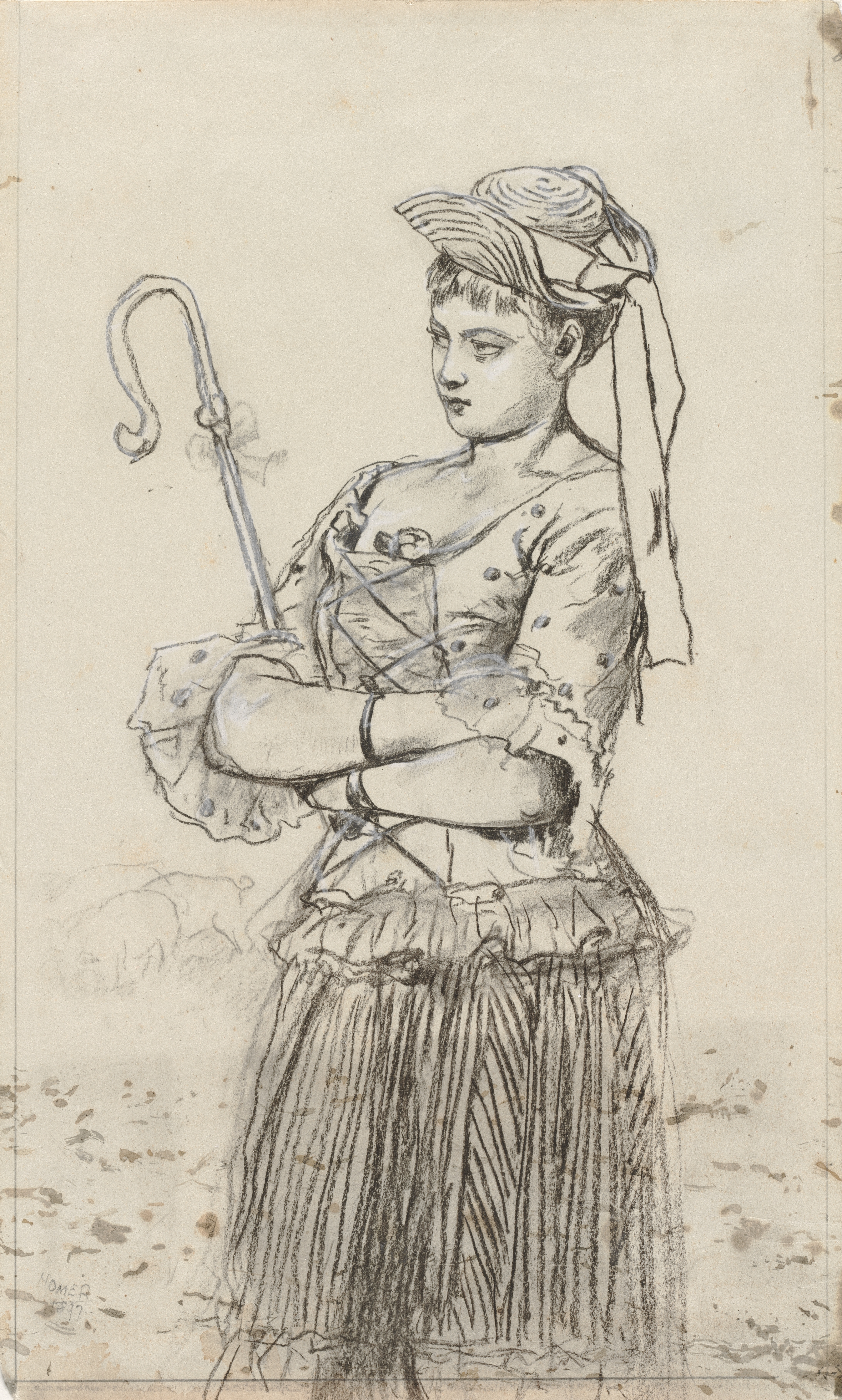 《牧羊女》（shepherdess）｜温斯洛·霍默 Winslow Homer｜约1878