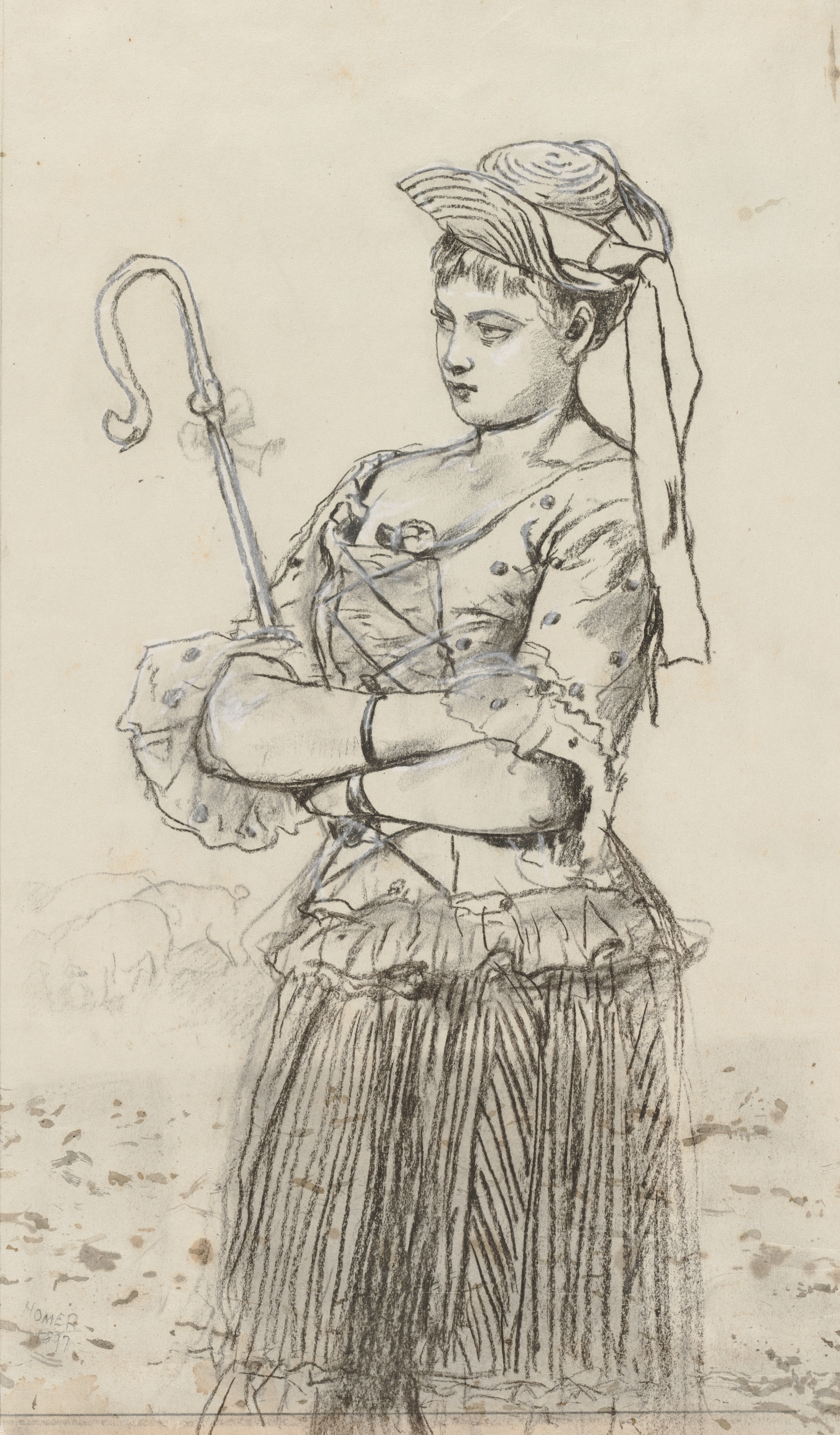 《牧羊女》（shepherdess）｜温斯洛·霍默 Winslow Homer｜约1878