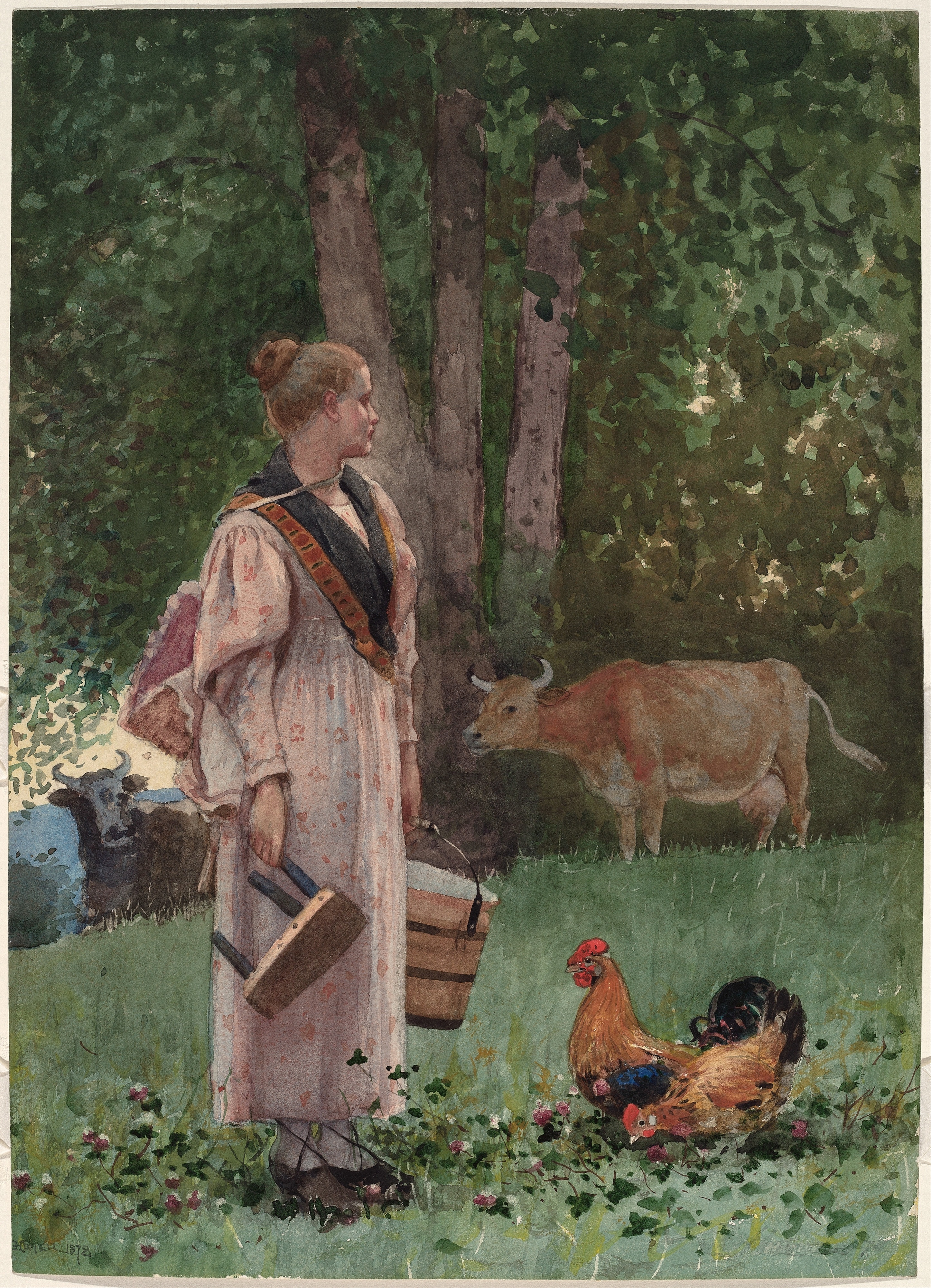 《挤奶女工》（the milk maid）｜温斯洛·霍默 Winslow Homer｜1878