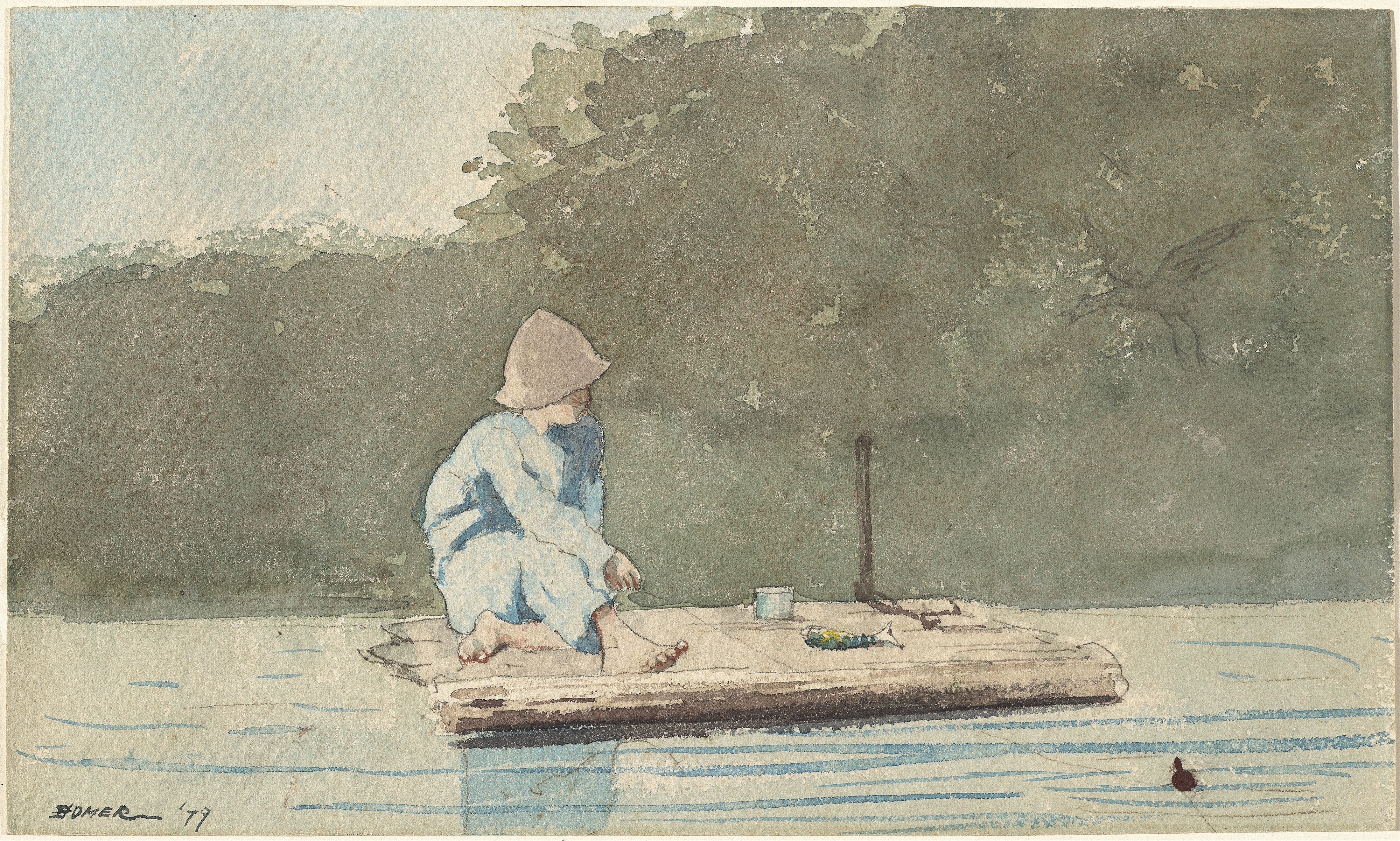 《木筏上的男孩》（boy on a raft）｜温斯洛·霍默 Winslow Homer｜1879