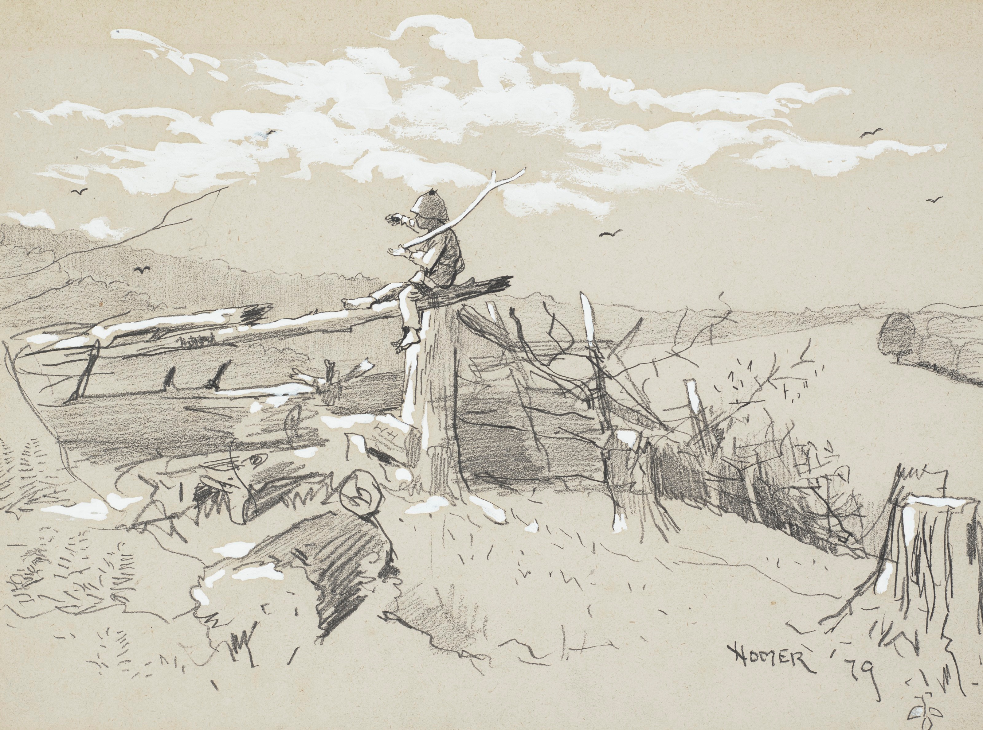 《拿着棍子的男孩》（boy with a stick）｜温斯洛·霍默 Winslow Homer｜1879
