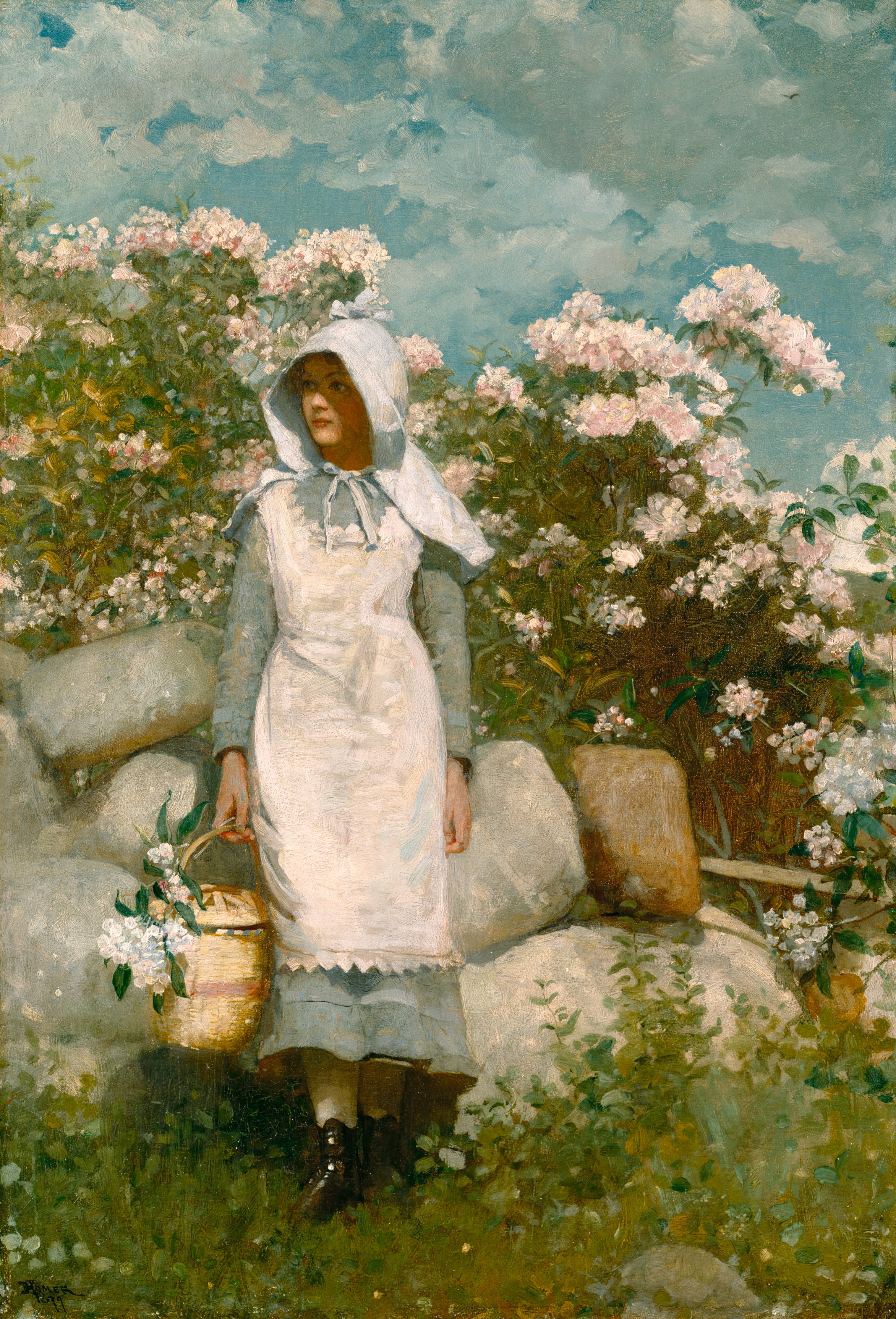 《女孩和月桂树》（girl and laurel）｜温斯洛·霍默 Winslow Homer｜1879