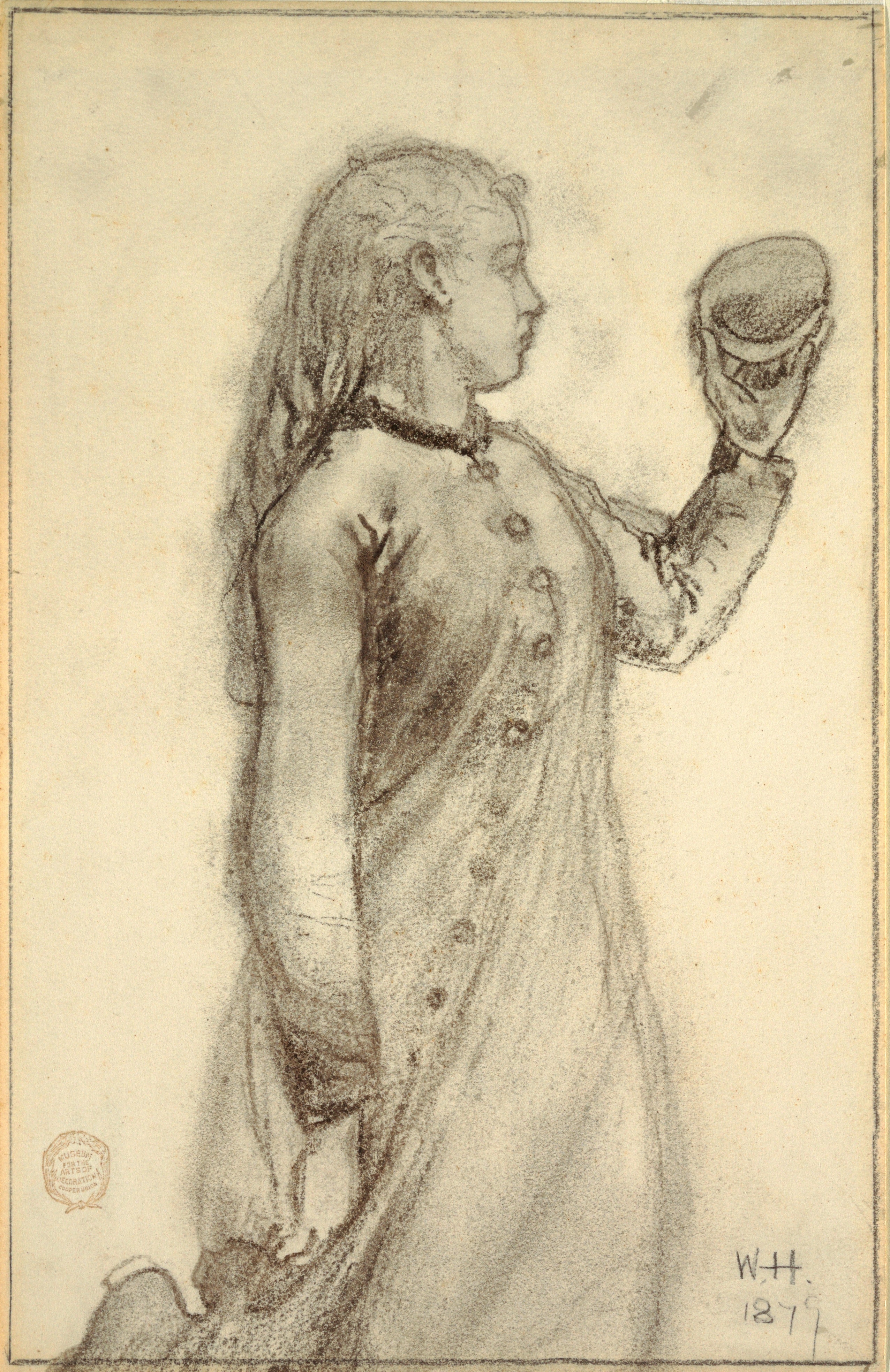 《拿着贝壳的女孩》（girl holding a shell）｜温斯洛·霍默 Winslow Homer｜1879