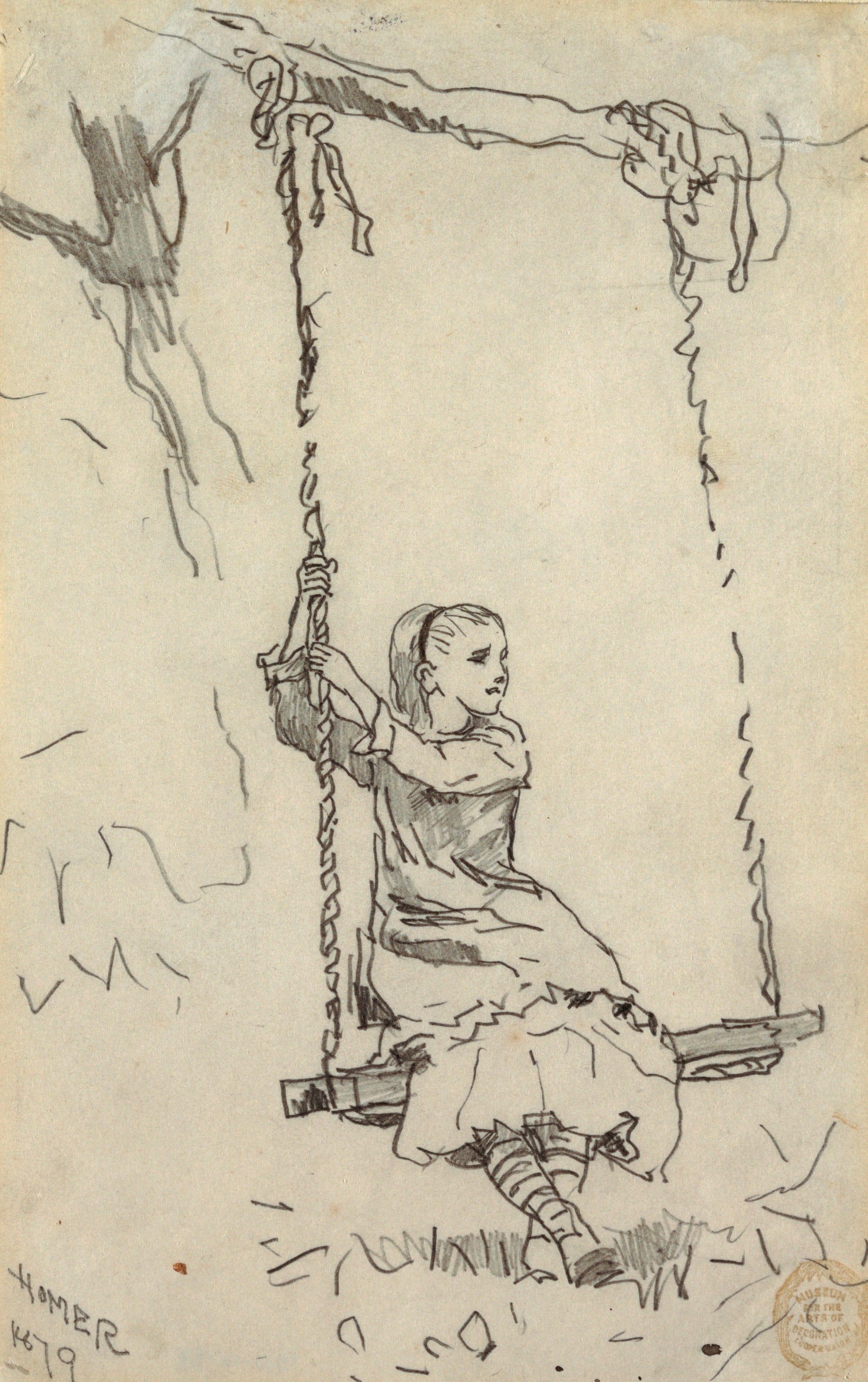 《秋千上的女孩》（girl on a swing）｜温斯洛·霍默 Winslow Homer｜1879