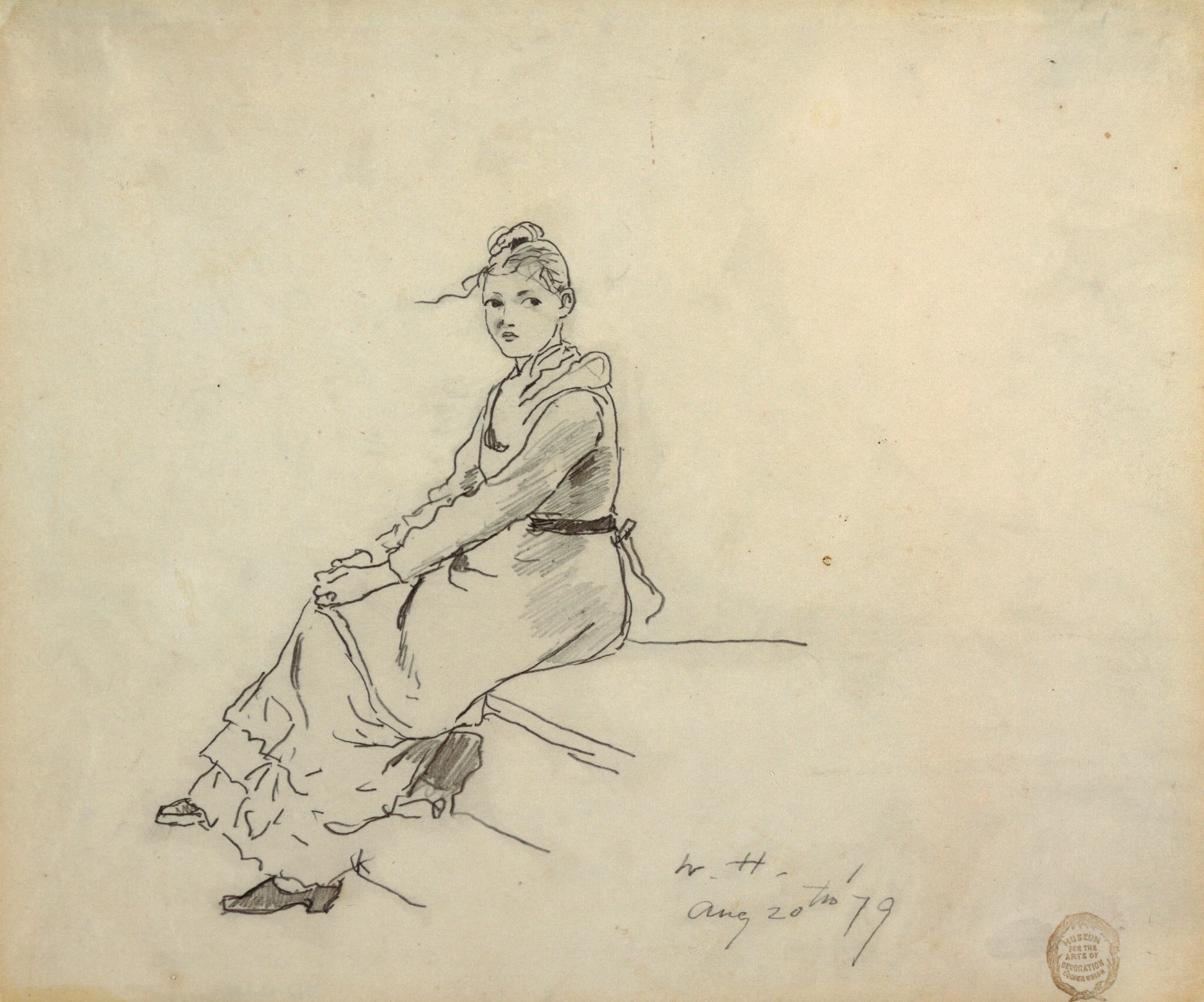 《女孩坐在台阶上》（girl seated on a step）｜温斯洛·霍默 Winslow Homer｜1879