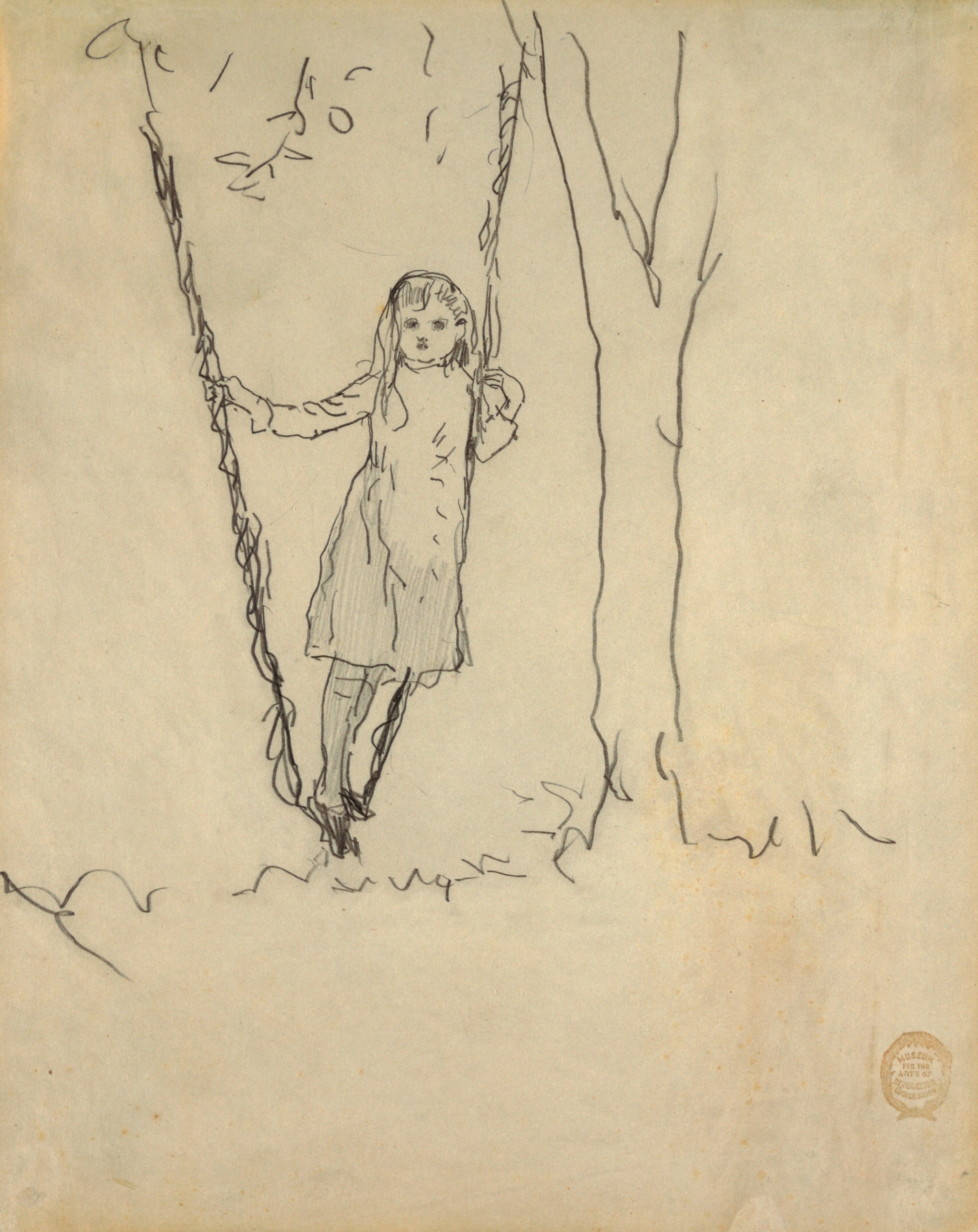 《女孩站在秋千上》（girl standing on a swing）｜温斯洛·霍默 Winslow Homer｜1879