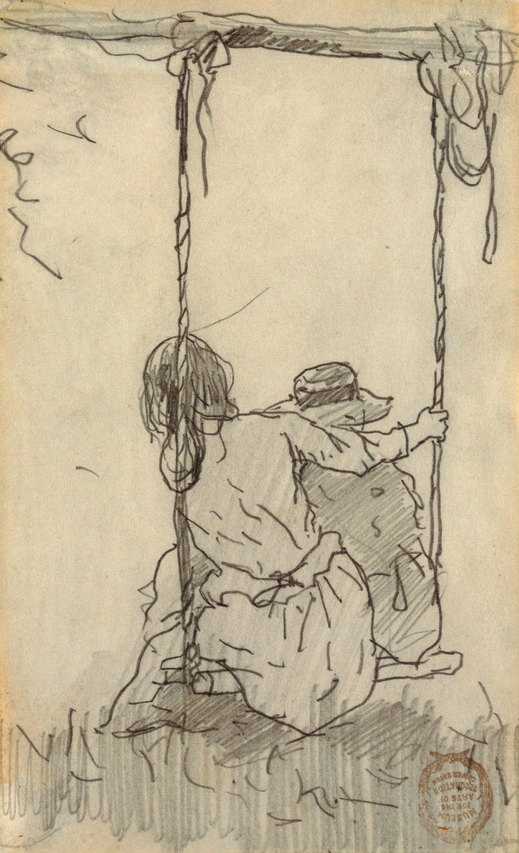 《两个女孩在秋千上》（two girls on a swing）｜温斯洛·霍默 Winslow Homer｜1879