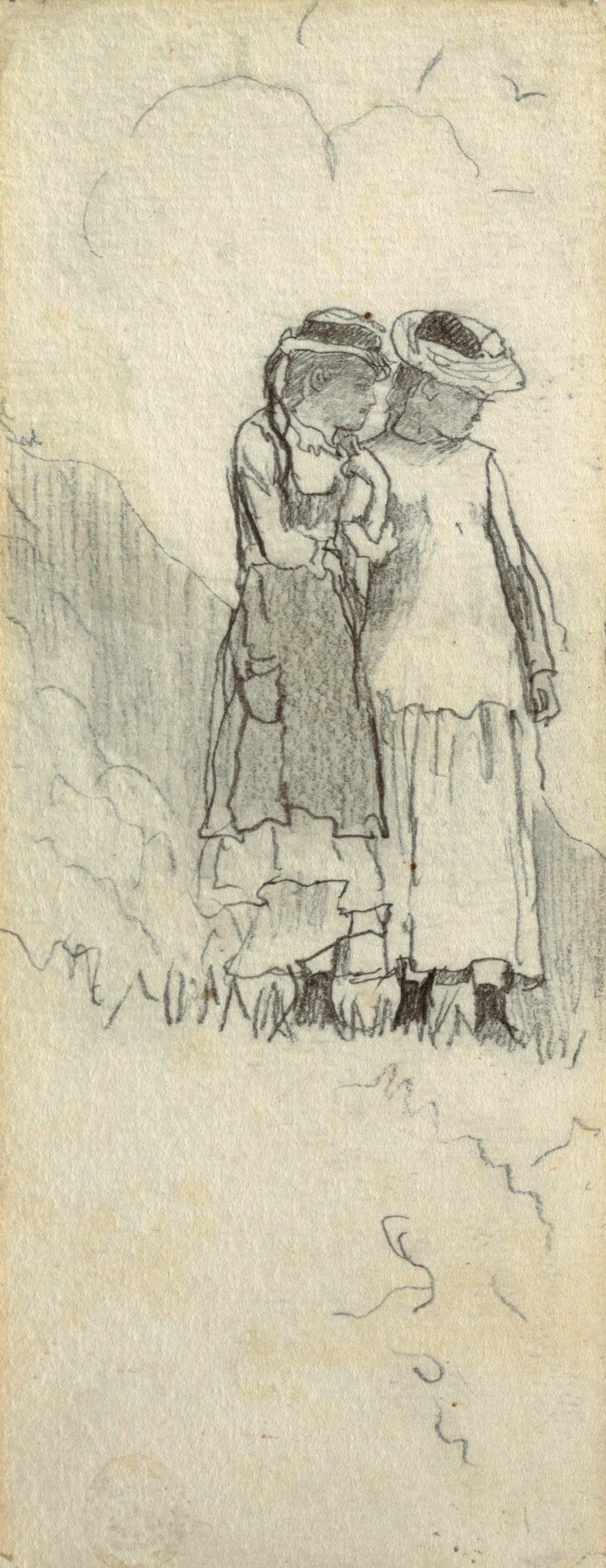 《田野里的两个年轻女孩》（two young girls in a field）｜温斯洛·霍默 Winslow Homer｜1879