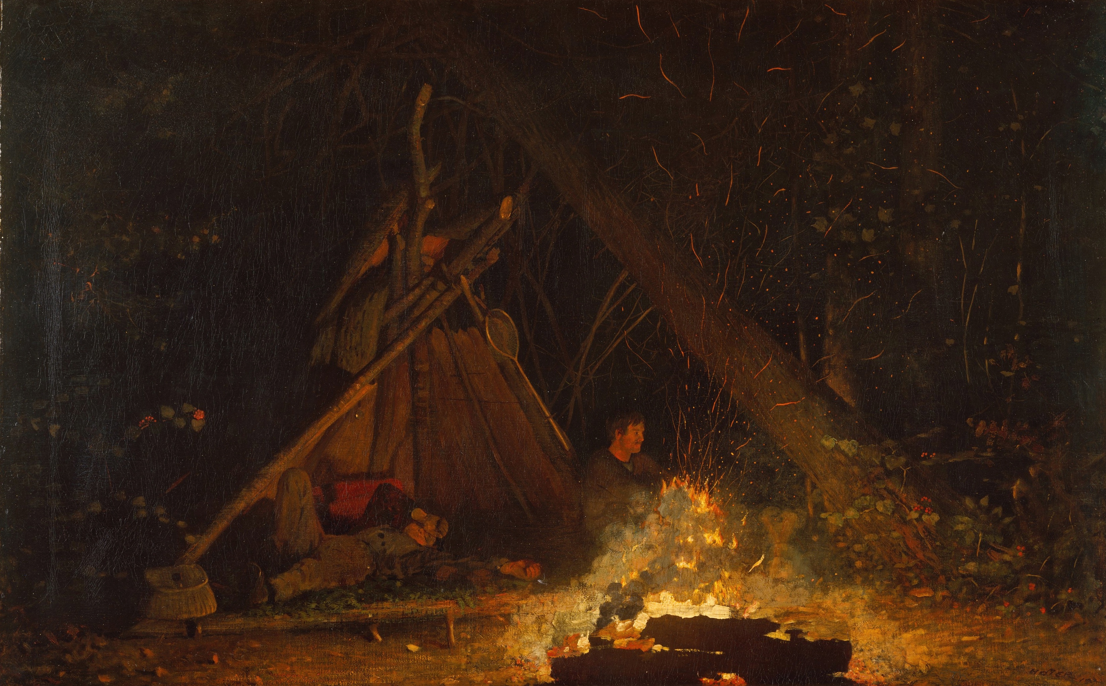 《营火》（camp fire）｜温斯洛·霍默 Winslow Homer｜1880