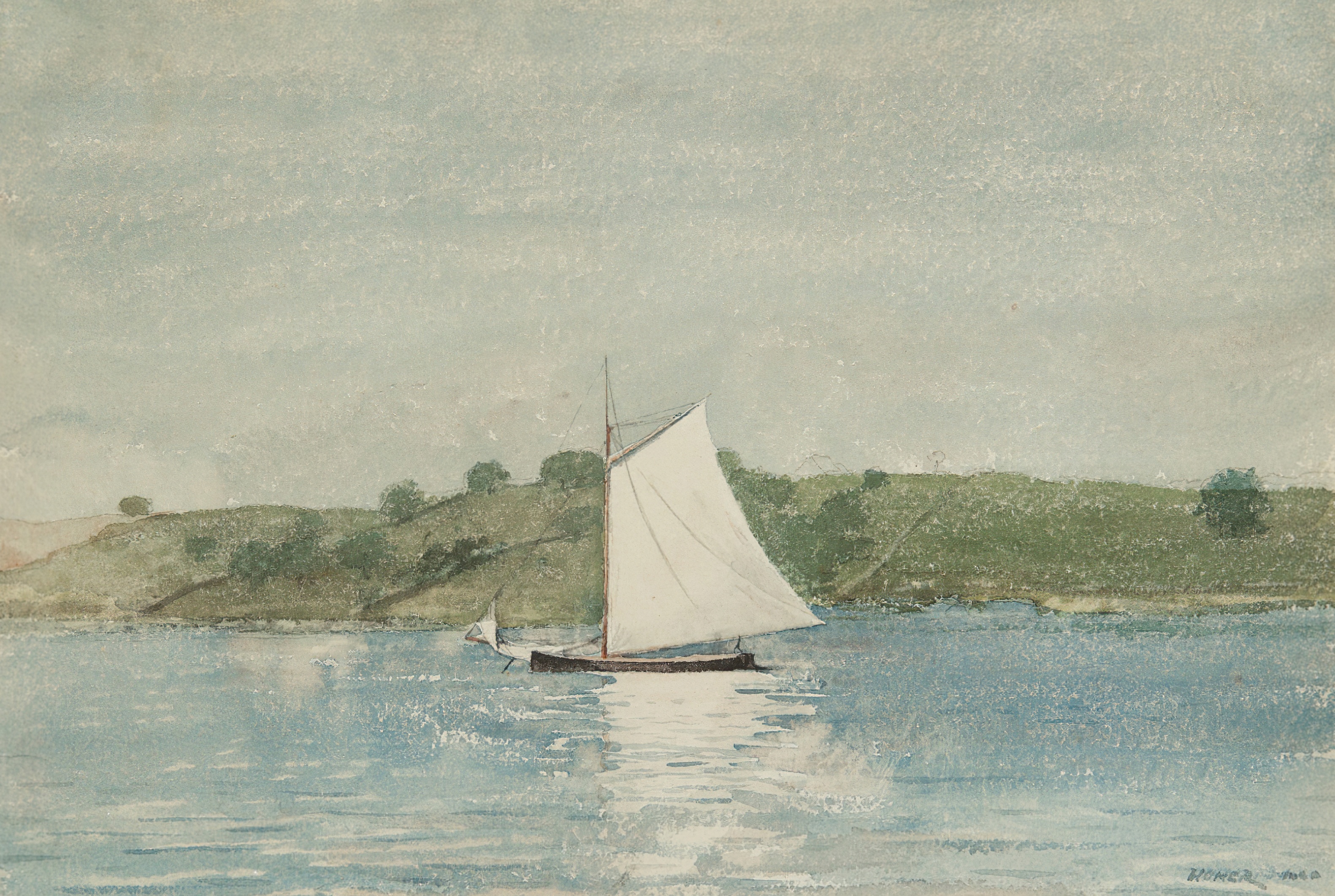 《航行平静的水面》（sailing calm water）｜温斯洛·霍默 Winslow Homer｜1880