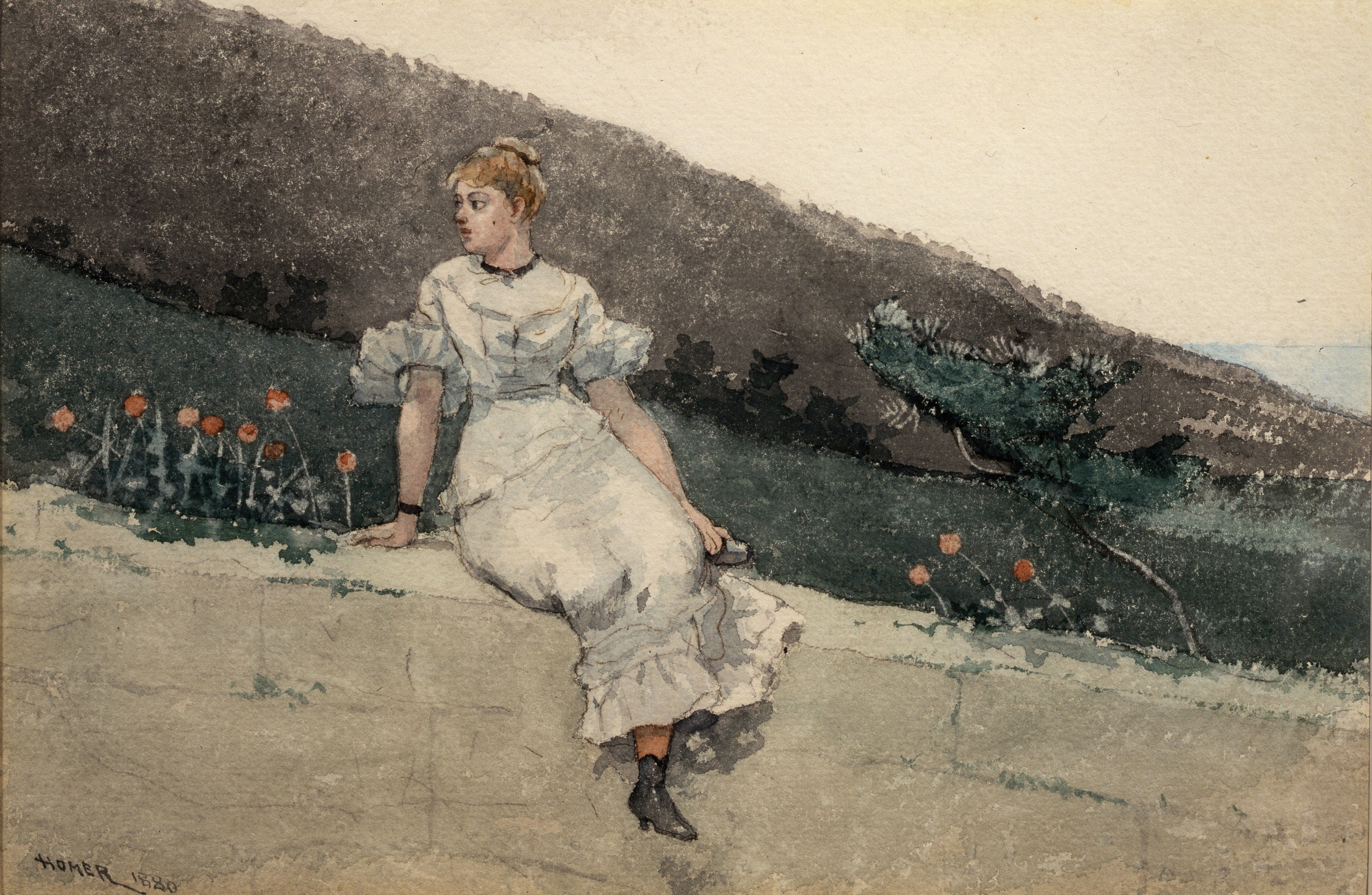 《花园墙》（the garden wall）｜温斯洛·霍默 Winslow Homer｜1880