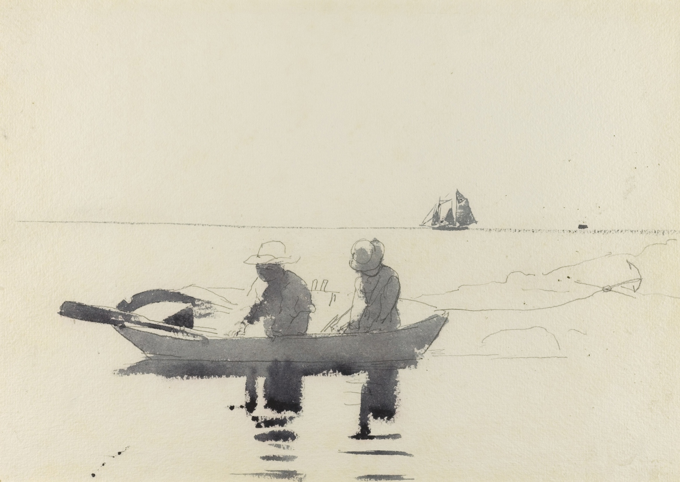 《划艇上的两个人物》（two figures in a rowboat）｜温斯洛·霍默 Winslow Homer｜1880