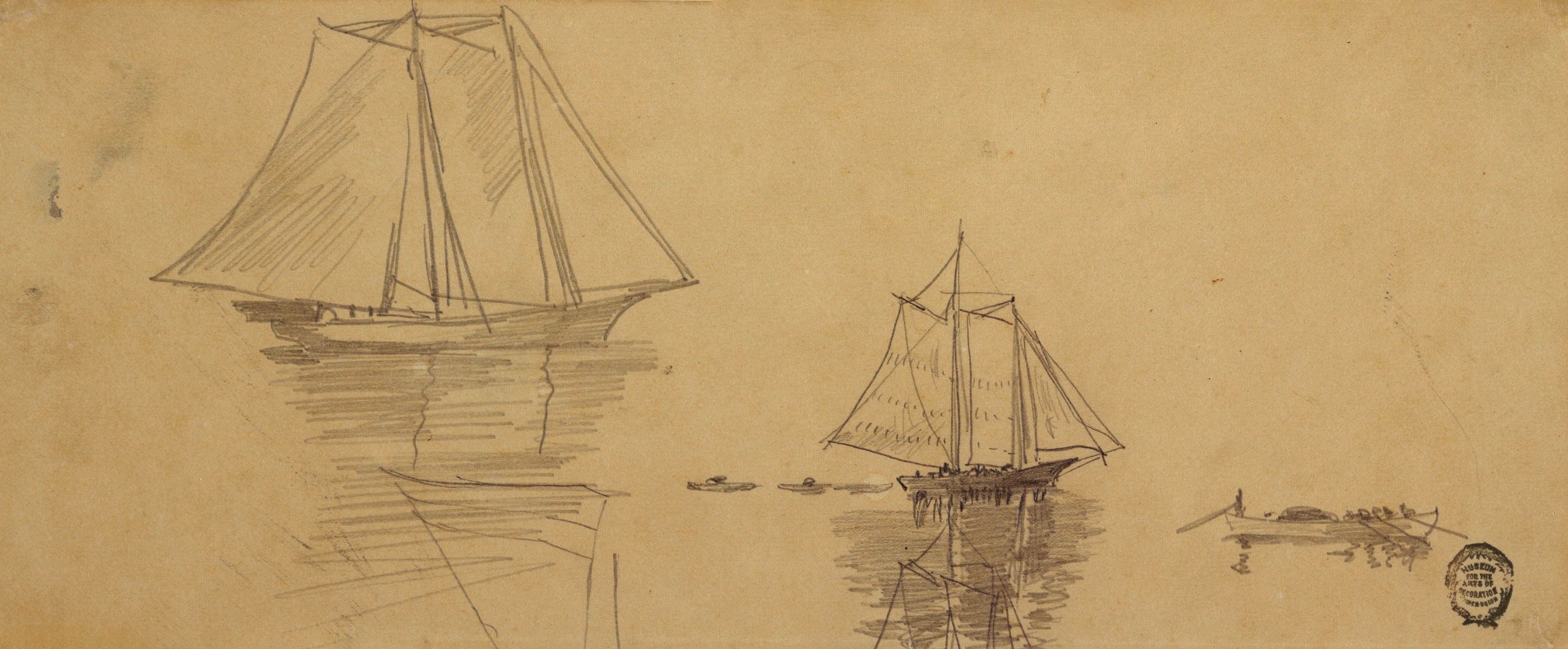 《两艘纵帆船和平底小船》（two schooners and dories）｜温斯洛·霍默 Winslow Homer｜约1880