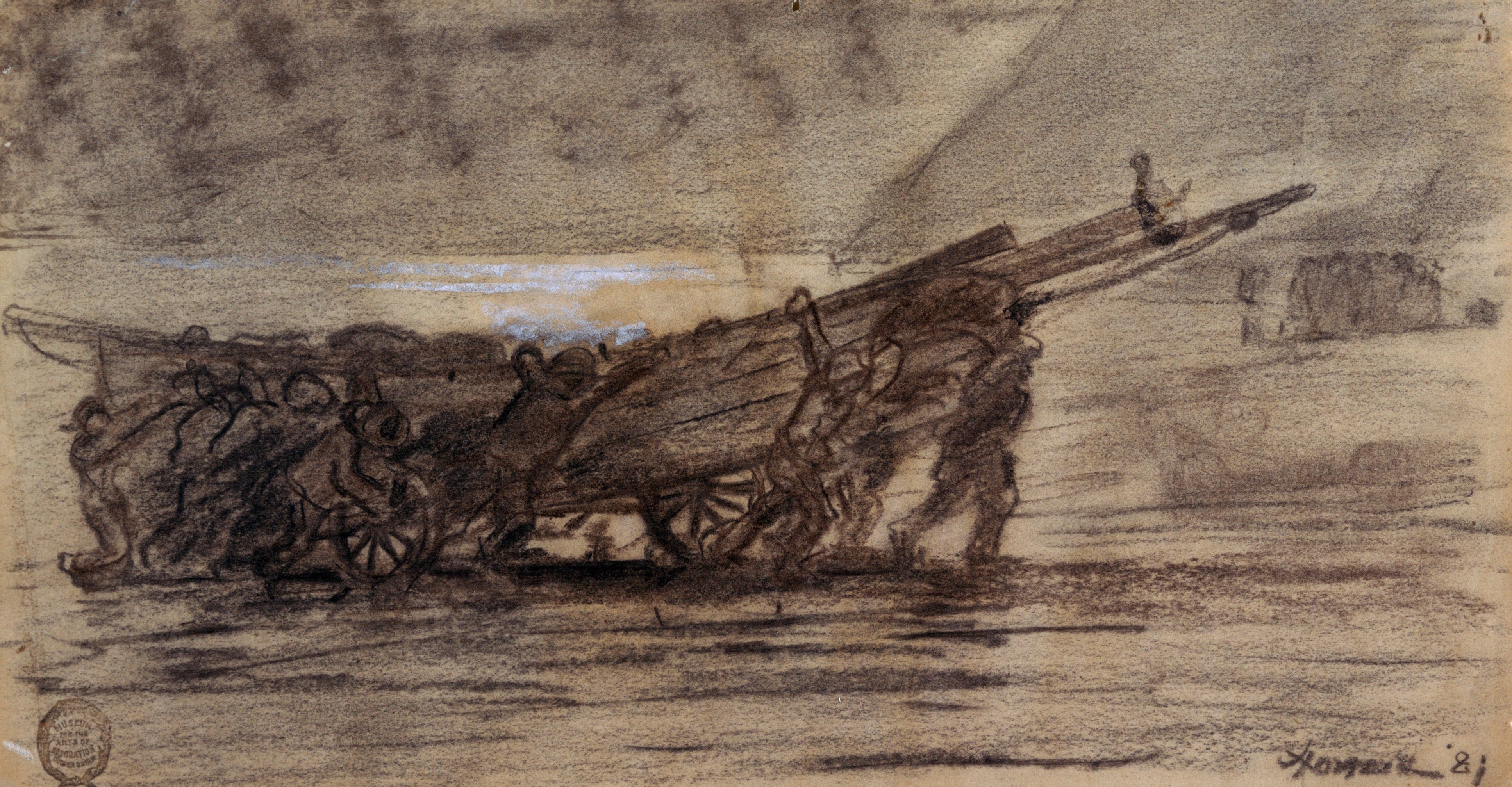 《英格兰渔民将船搁浅》（fishermen beaching a boat cullercoats england）｜温斯洛·霍默 Winslow Homer｜1881