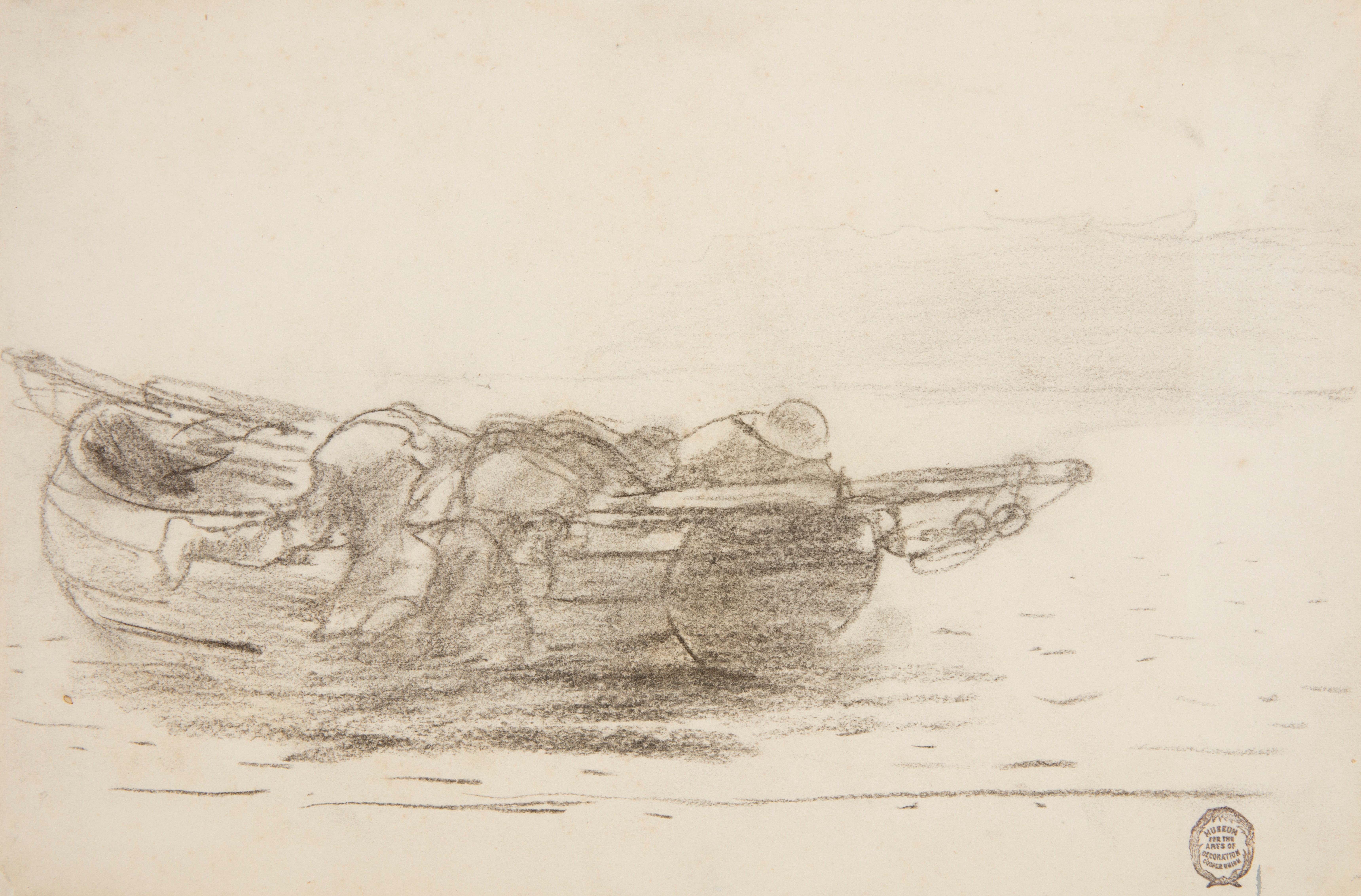 《渔民爬过船舷 cullercoats 英格兰》（fishermen climbing over gunwales cullercoats england）｜温斯洛·霍默 Winslow Homer｜1881–1882