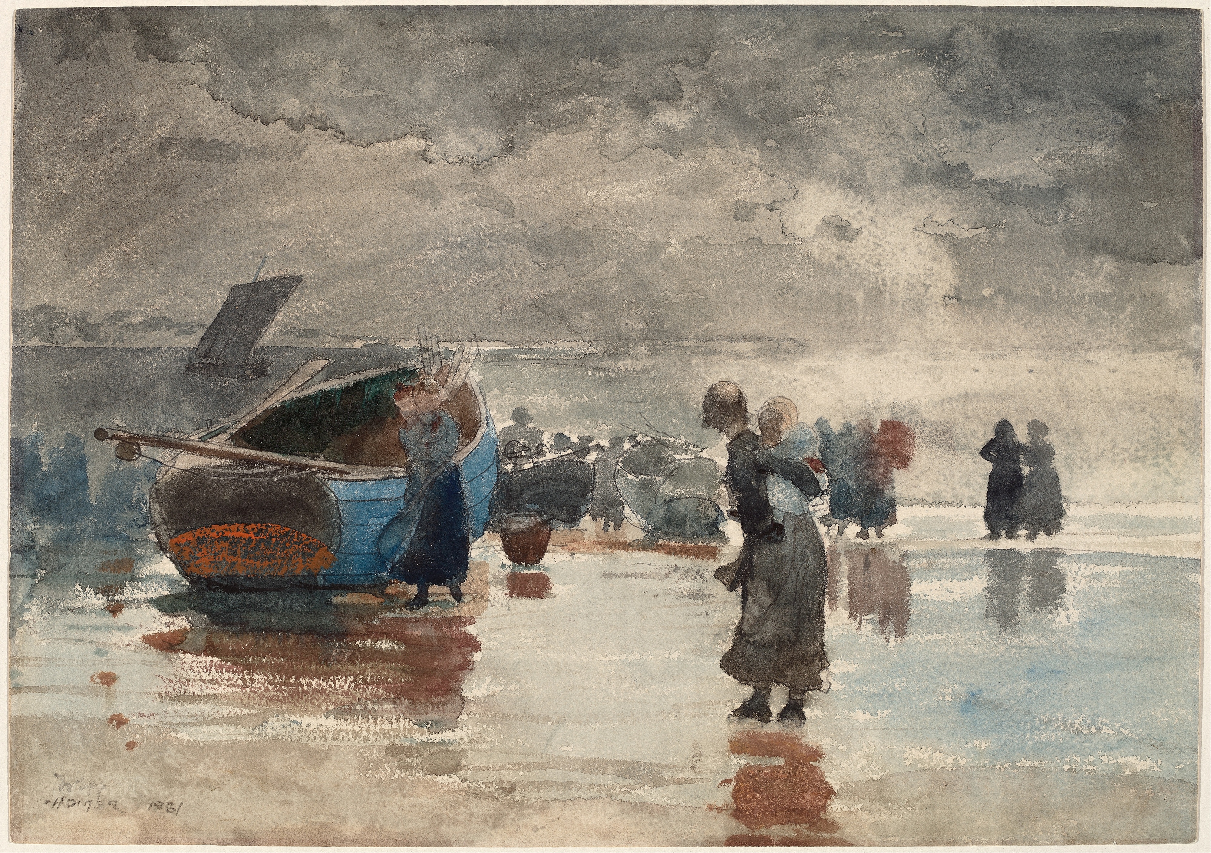 《在沙滩上》（on the sands）｜温斯洛·霍默 Winslow Homer｜1881