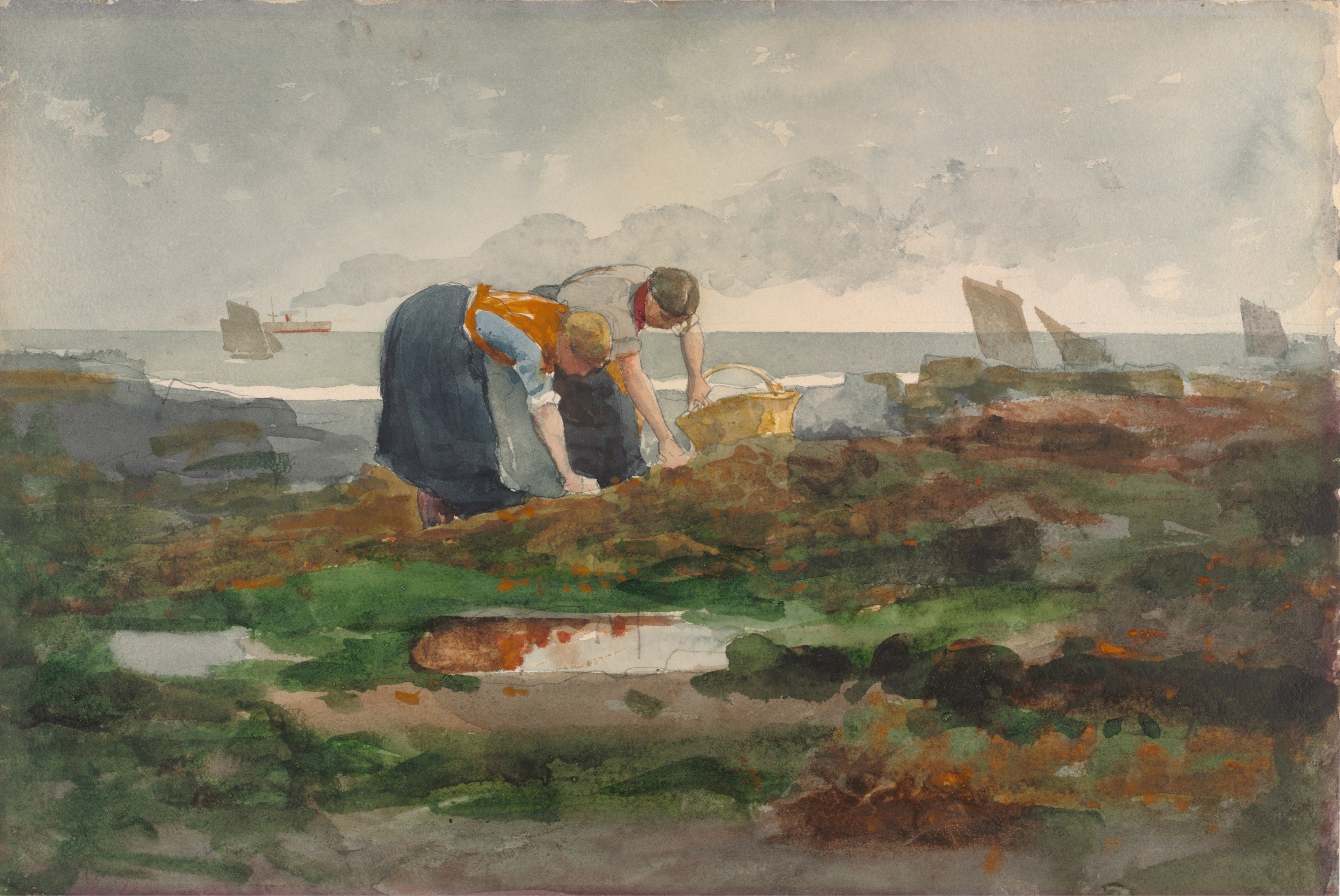 《贻贝采集者》（the mussel gatherers）｜温斯洛·霍默 Winslow Homer｜约1881