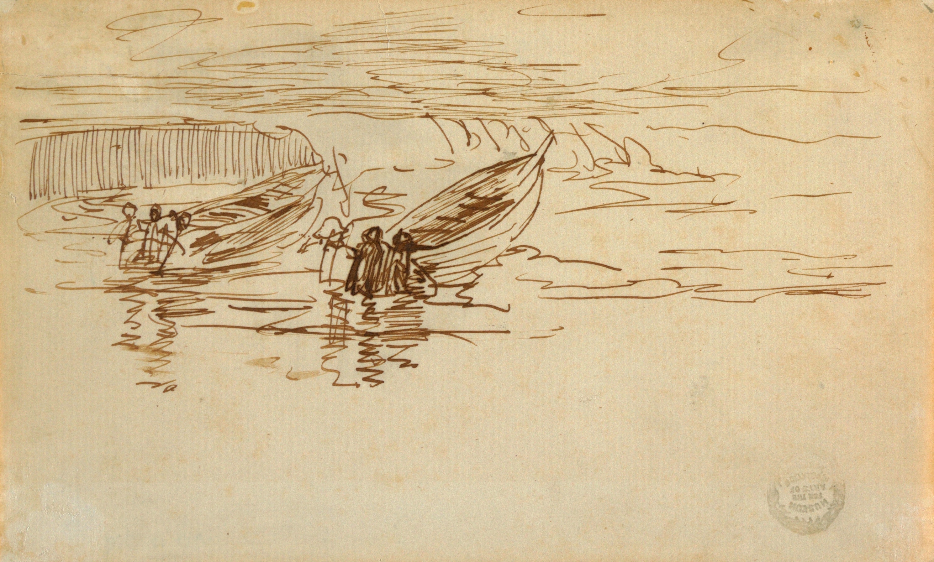 《两艘多莉号正在英国下水》（two dories being launched england）｜温斯洛·霍默 Winslow Homer｜1881