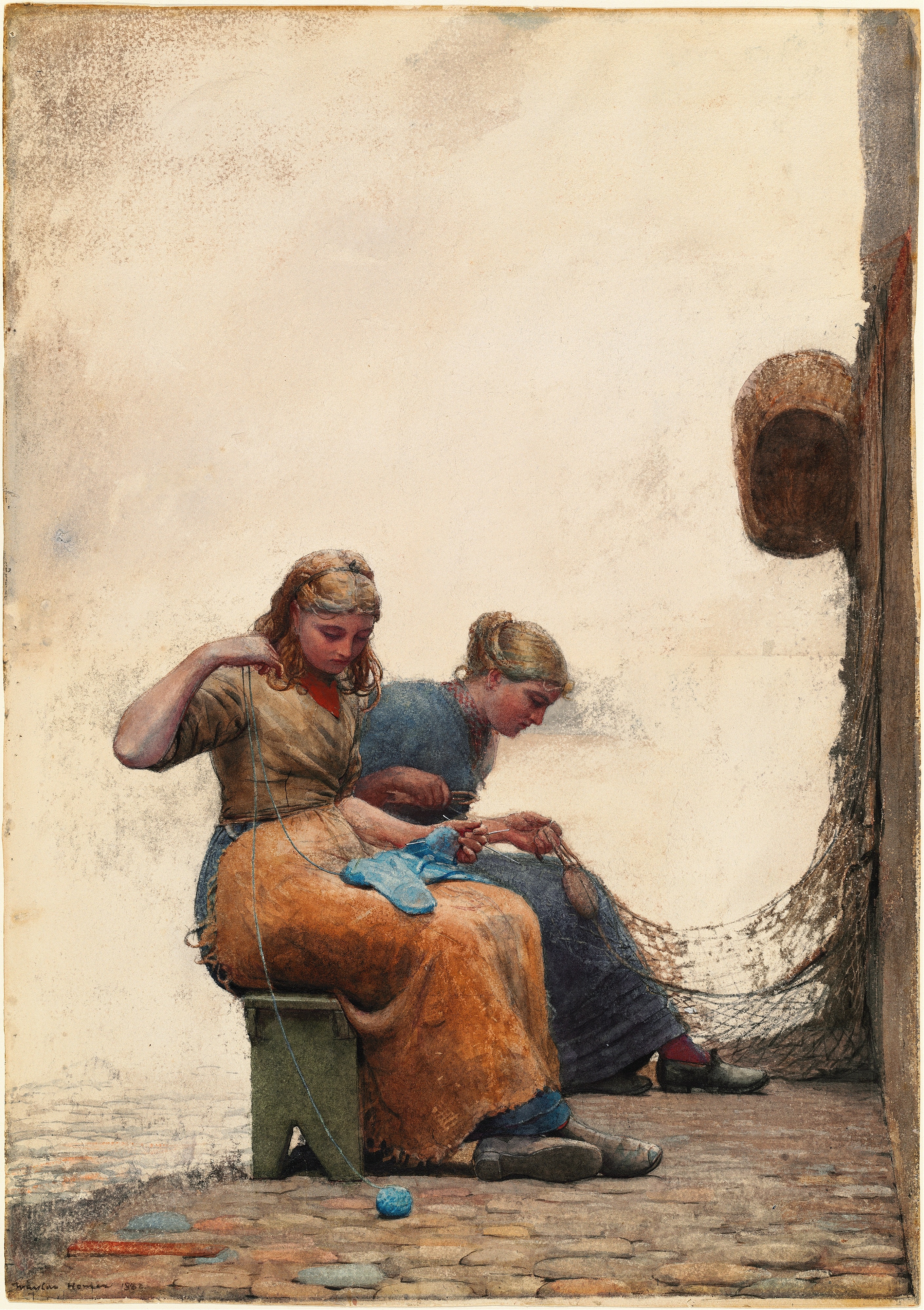 《补网》（mending the nets）｜温斯洛·霍默 Winslow Homer｜1882