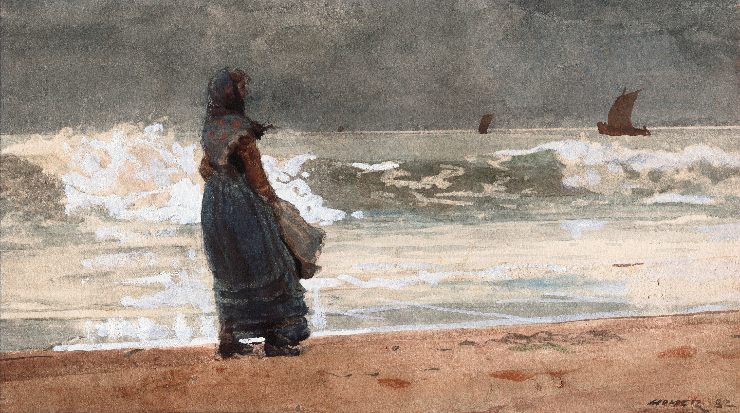 《泰恩茅斯观察者》（the watcher tynemouth）｜温斯洛·霍默 Winslow Homer｜1882