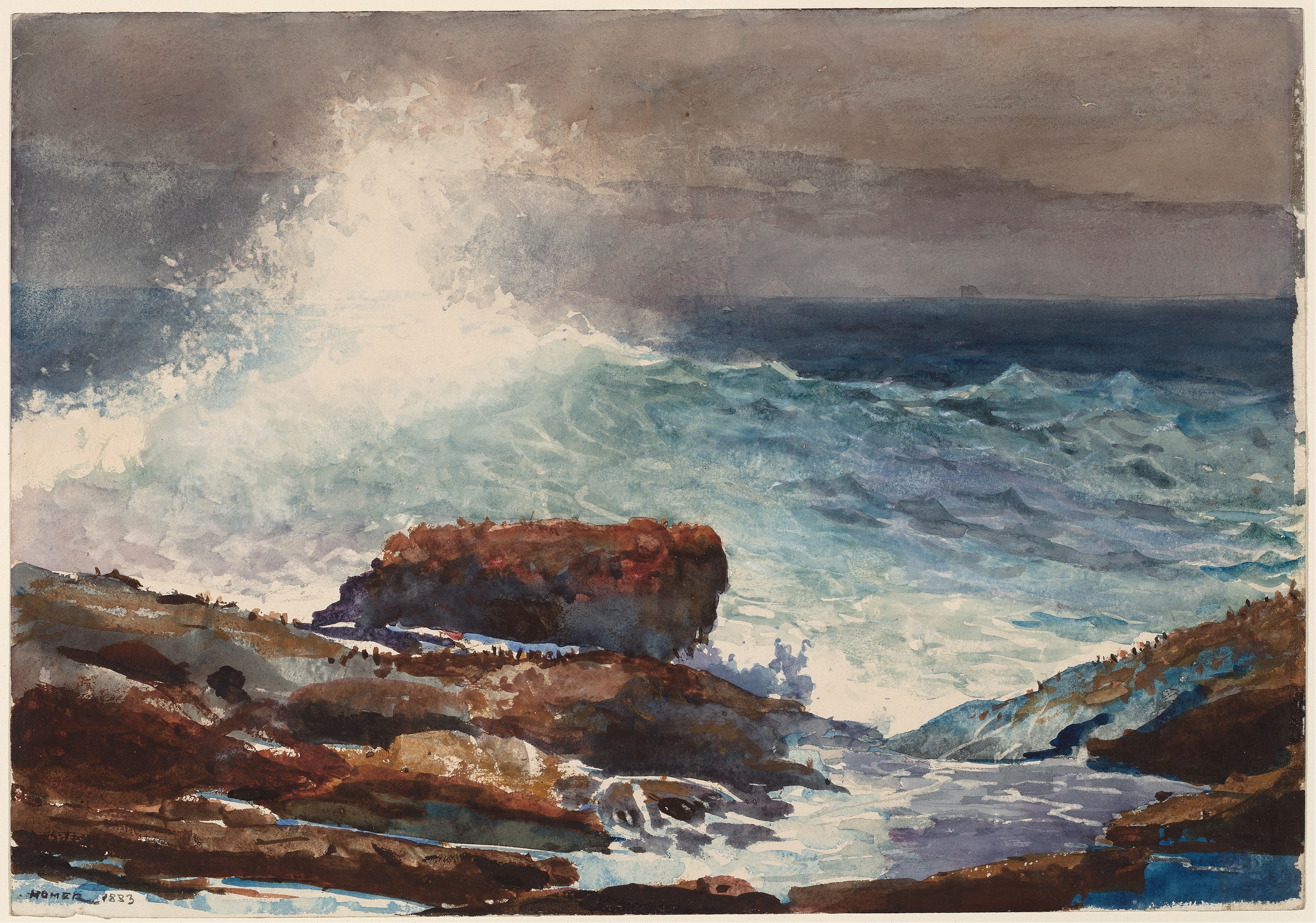 《潮汐 Scarboro Maine》（incoming tide scarboro maine）｜温斯洛·霍默 Winslow Homer｜1883